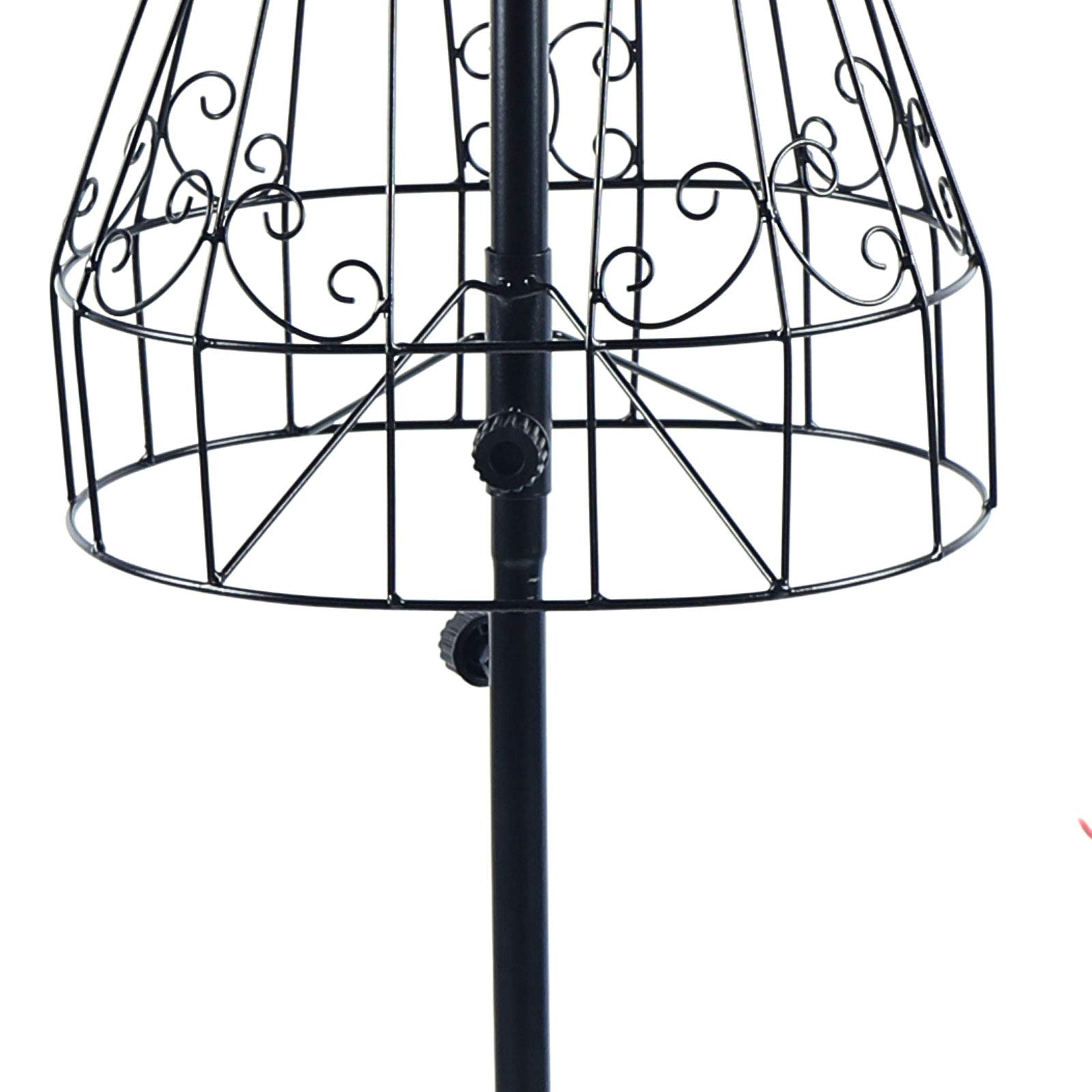 Manichino in metallo, per bambola, in filo di ferro, da donna, colore nero, altezza regolabile 140-170 cm