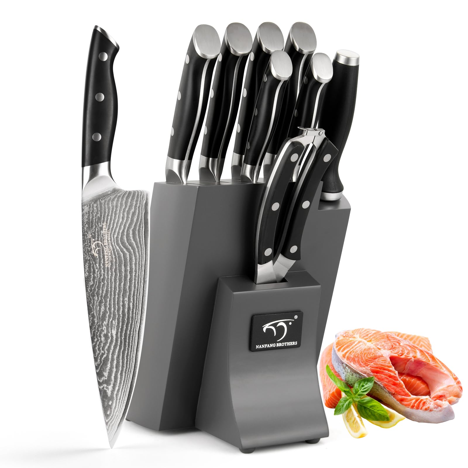 NANFANG BROTHERS 9er Damastmesser küchenmesser Set mit Buche