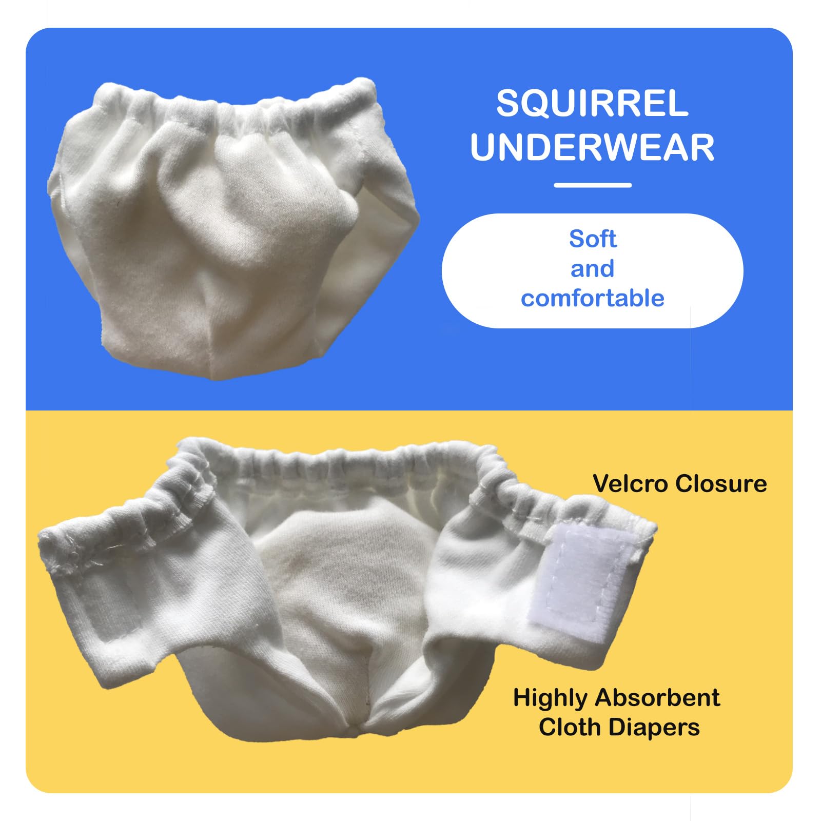 2PCS Small Pet Diapers,Adjustable Sugar Glider Diapers Climbing Diapers,Washable,Specially Designed for Use on Pet Squirrels Small Medium Guinea Pig (grey - Image 3