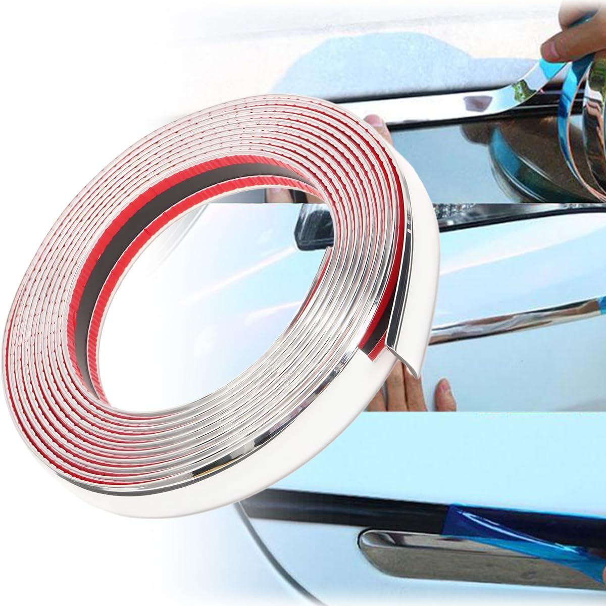 Zierleisten Selbstklebend Auto 13m X 6mm - Chromleiste Universal Für Karosserie, Fenster & Möbel Dekoration