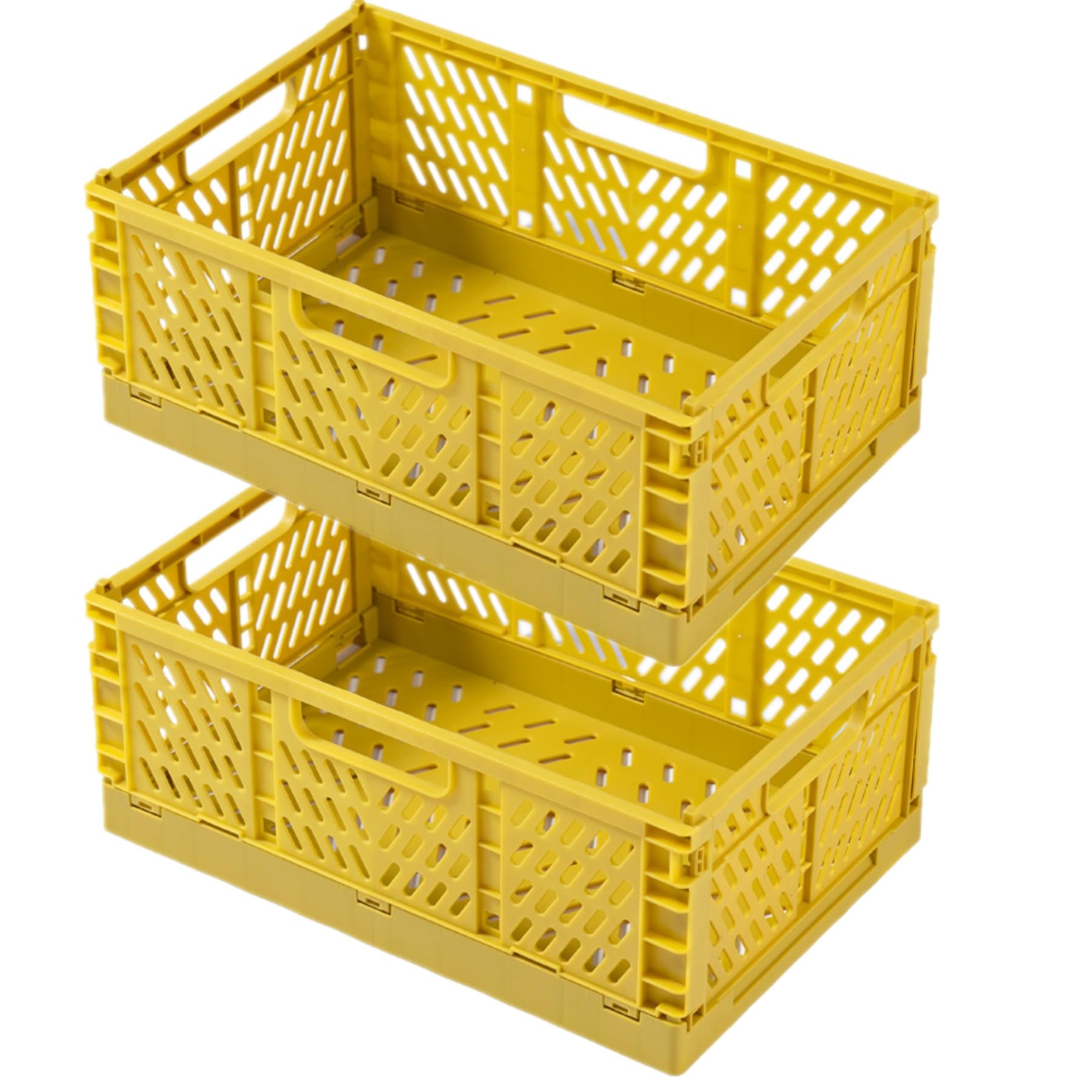 Cestino Portaoggetti Pieghevole e Impilabile in Plastica per Cucina, Bagno, Ufficio 30x20x12cm Giallo