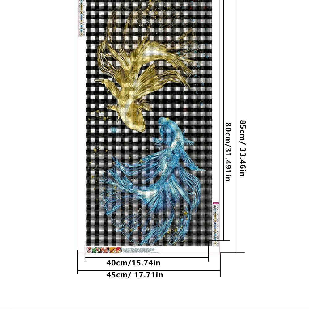 Fai Da Te 5D Diamond Painting Kit Completo Pesce Pittura Diamante Kit per Adulti e Bambini, Ricamo Strass Punto Croce Diamante Arte, Arte Artigianato per Casa e Pareti Decorazione Square Drill 35x70cm