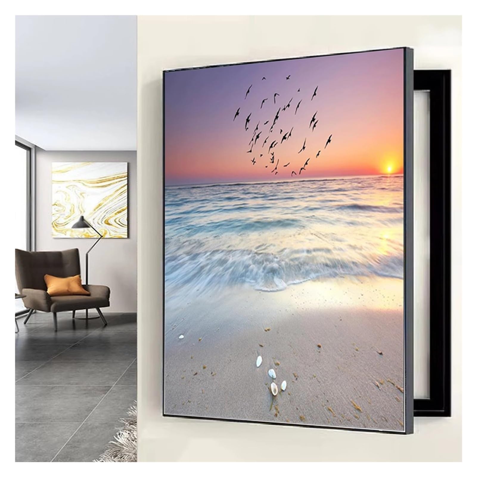 AWSAD Tapa Contador Cubierta Decorativa, Caja de Medidor Eléctrico Oculta, Caja de Interruptor Vertical Pinturas Modernas Tapa Protectora, Montaje en Pared(C,40X50CM(15.7x19.6in))