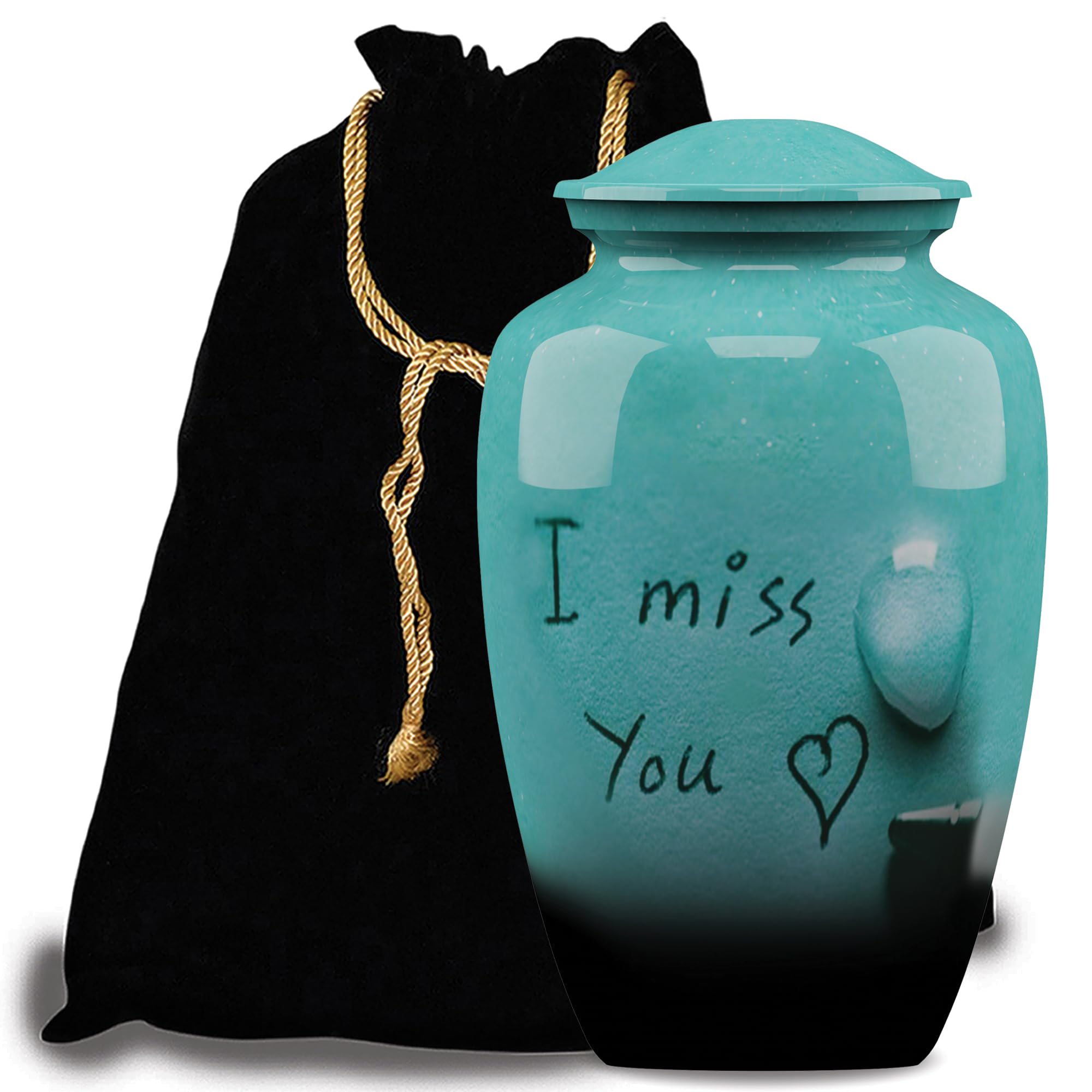 Photo 1 of FOREVER URNS "I Miss You" Cremation Urn | 200 cu in | Sea Green