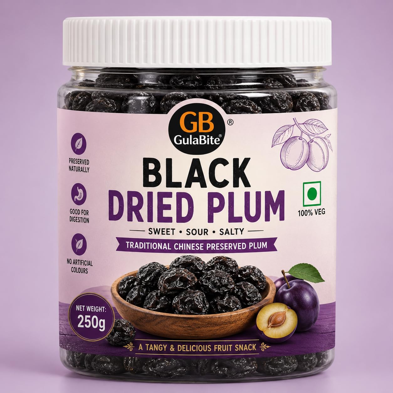 GulaBite Black Dried Plum 250g | Premium Preserved Chinese Plum | Tangy Sweet & Salty Fruit Snack | Ready to Eat-image-36
