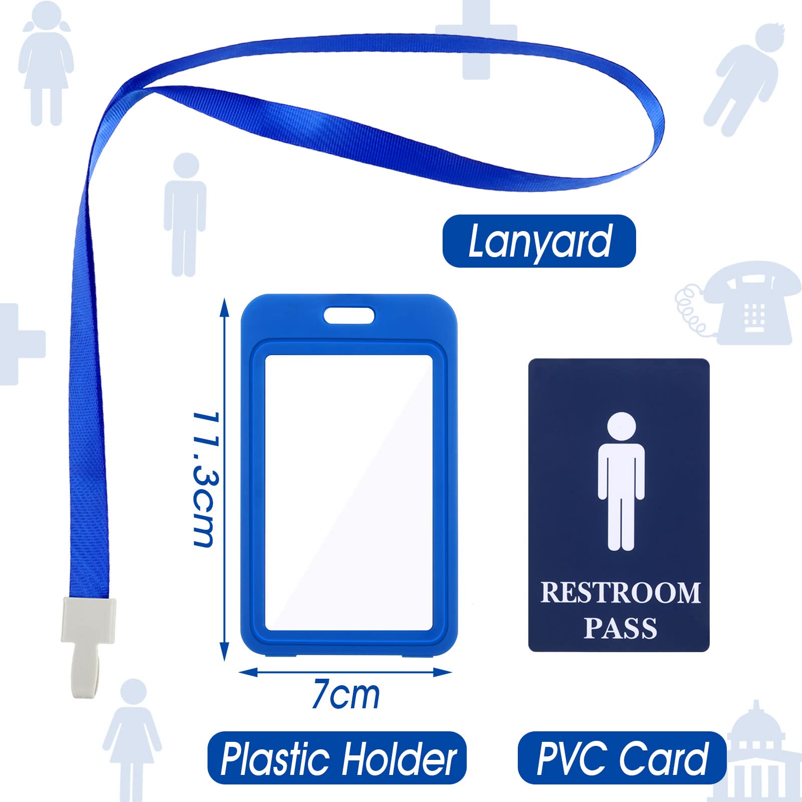 Teling 8 Sets Hall Pass Lanyards For School - Unbreakable PVC Passes For Restroom, Nurse, Office, Library (Watercolor Style) - View #14