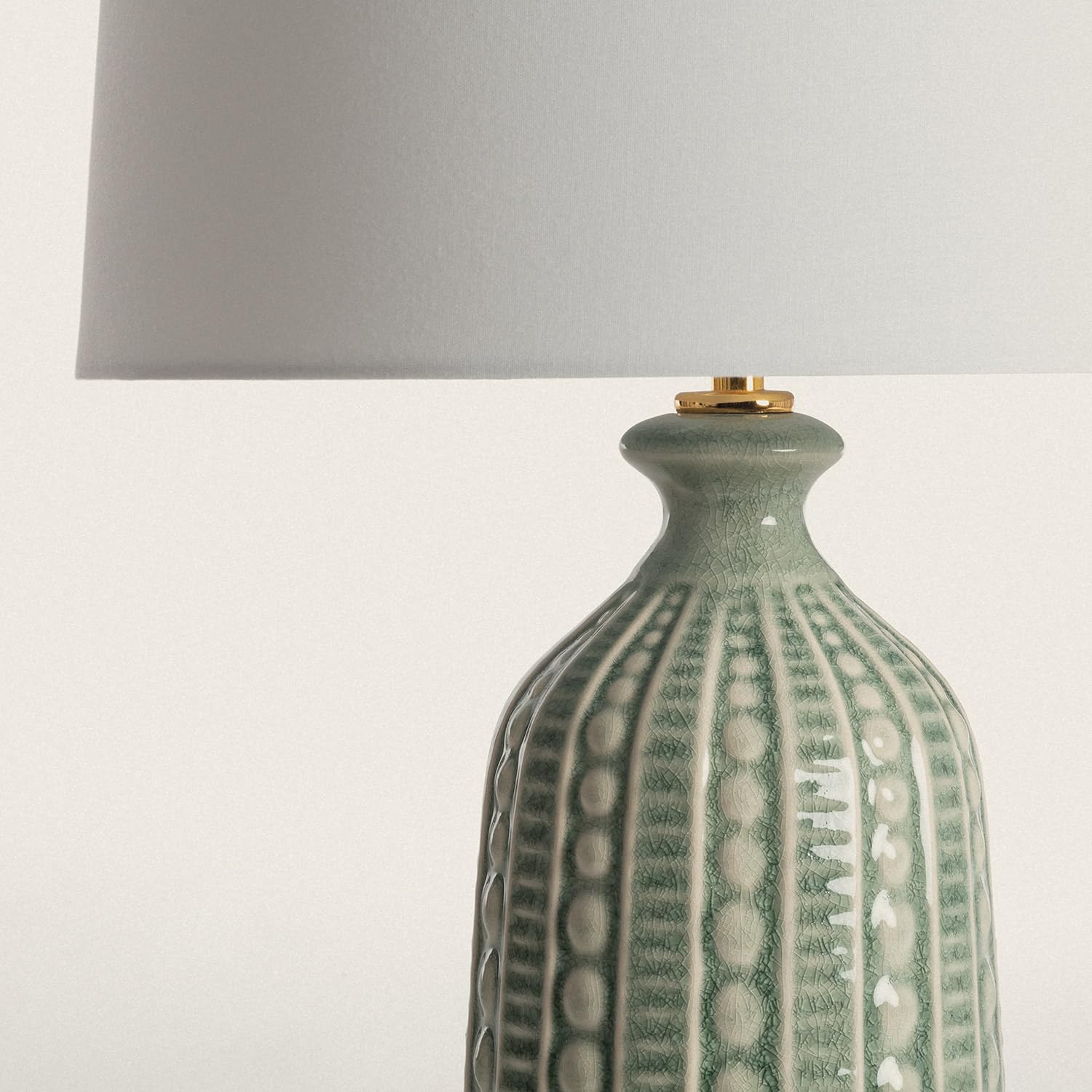 LEDKIA LIGHTING - Lampada da Tavolo Ceramica Zellin | Design Elegante | Compatibile con Lampadina E27 | Uso Interno | Altezza 570 mm, Verde Cachi, Ceramica