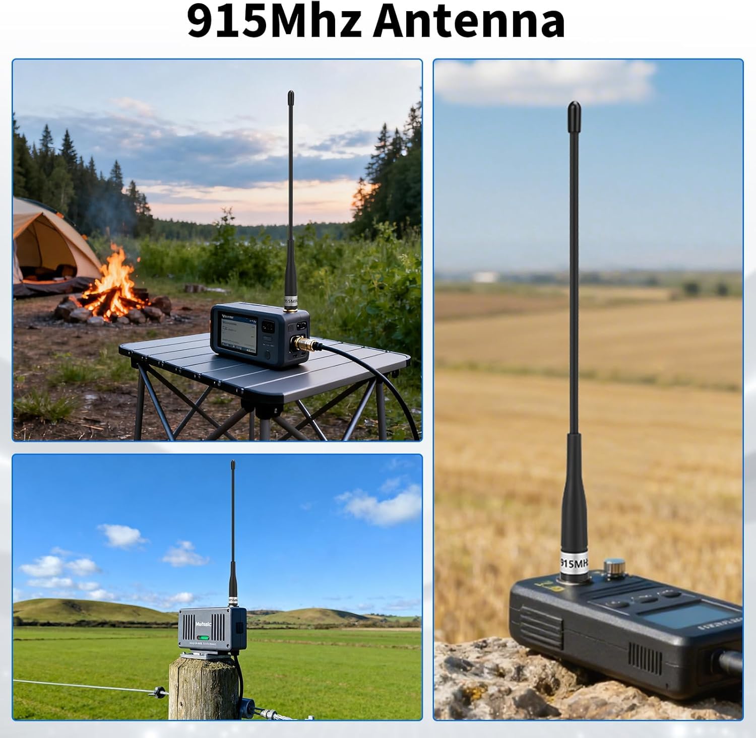 2 antenas LoRa de 915 MHz de ganancia de 10 dBi para antena Meshtastic de largo alcance suave de 40 cm Omni SMA macho con cable de extensión, color negro