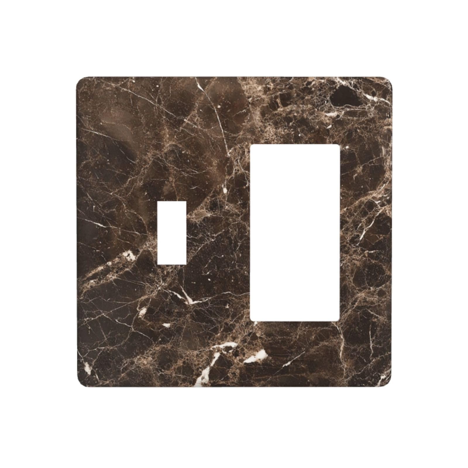 Placca di copertura per interruttore della luce, marrone scuro, astratto, marmo, moderno, lussuoso, 2 gang a levetta, combinato, piastre decorative per interruttori e prese di corrente