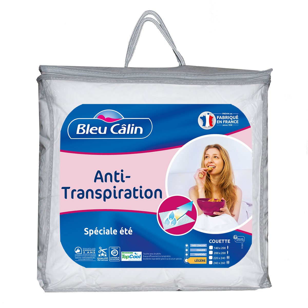 Bleu Câlin Bettdecke mit TopCool Funktionsfaser, Antitranspirant, 240x260 cm, Weiß, KTO20