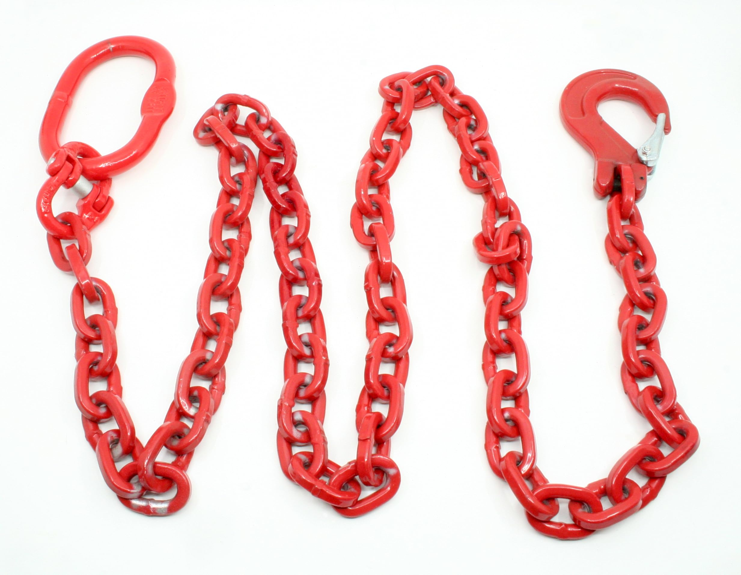 Joma-Tech | Forstkette vierkant | Gliedstärke: 10 mm | Länge: 3 m | Aufhängeglied und Schlupfhaken mit Falle | Rückekette für Forstarbeiten & Holzrückung | Rot