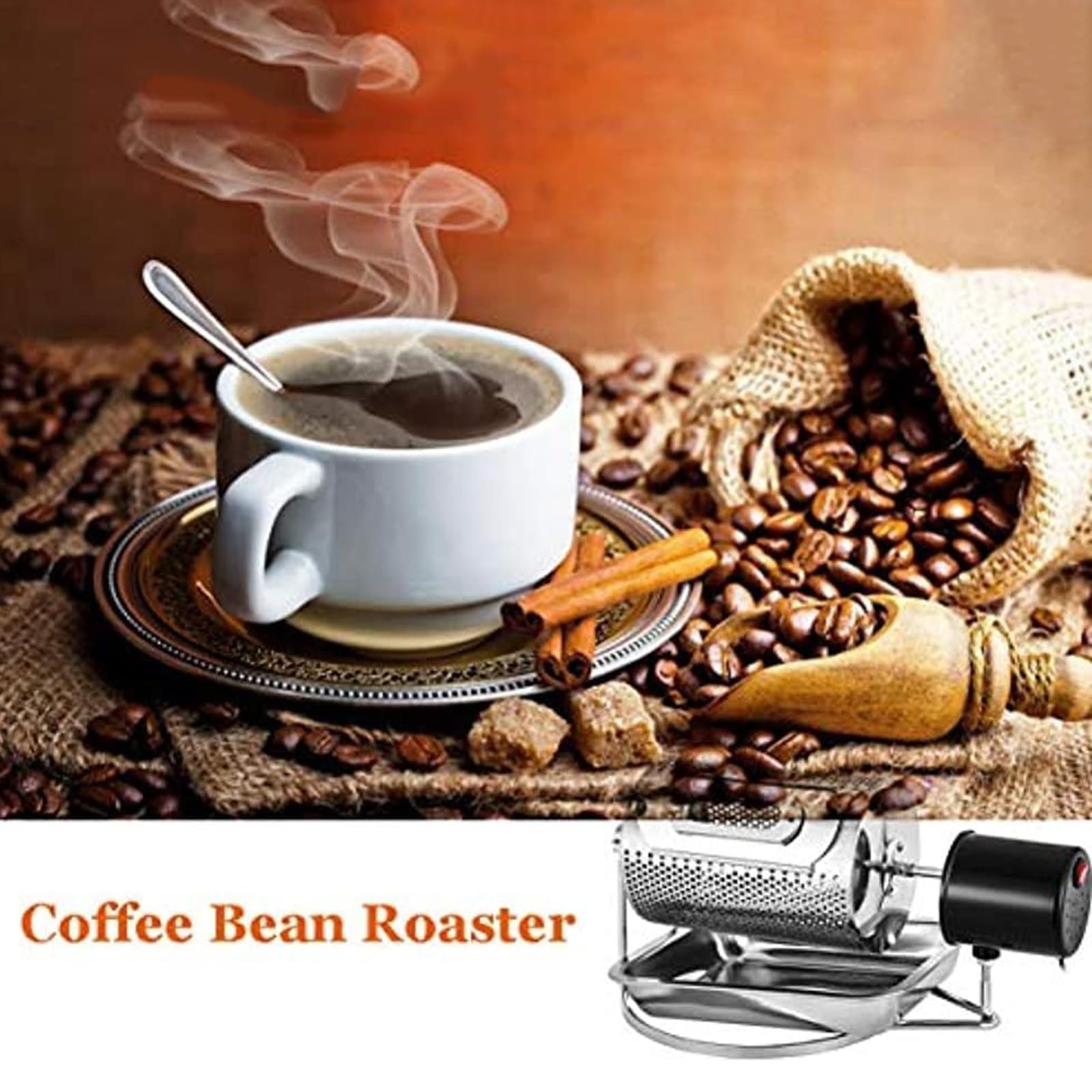 Professional Grain Drying Nut Roasters - Household Stainless Steel Peanuts Roller Baker - Food Roaster Makers Kitchen Cooking Tool - One-Touch Switch, Easy for You to Use,