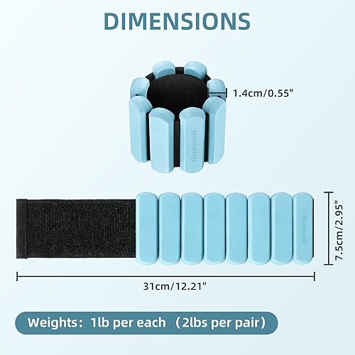 Miniatura 2 de Pesas ajustables de muñeca y tobillo de 2 libraspar para hombres y mujeres, pulsera de silicona con peso para yoga, pilates, caminar, correr,