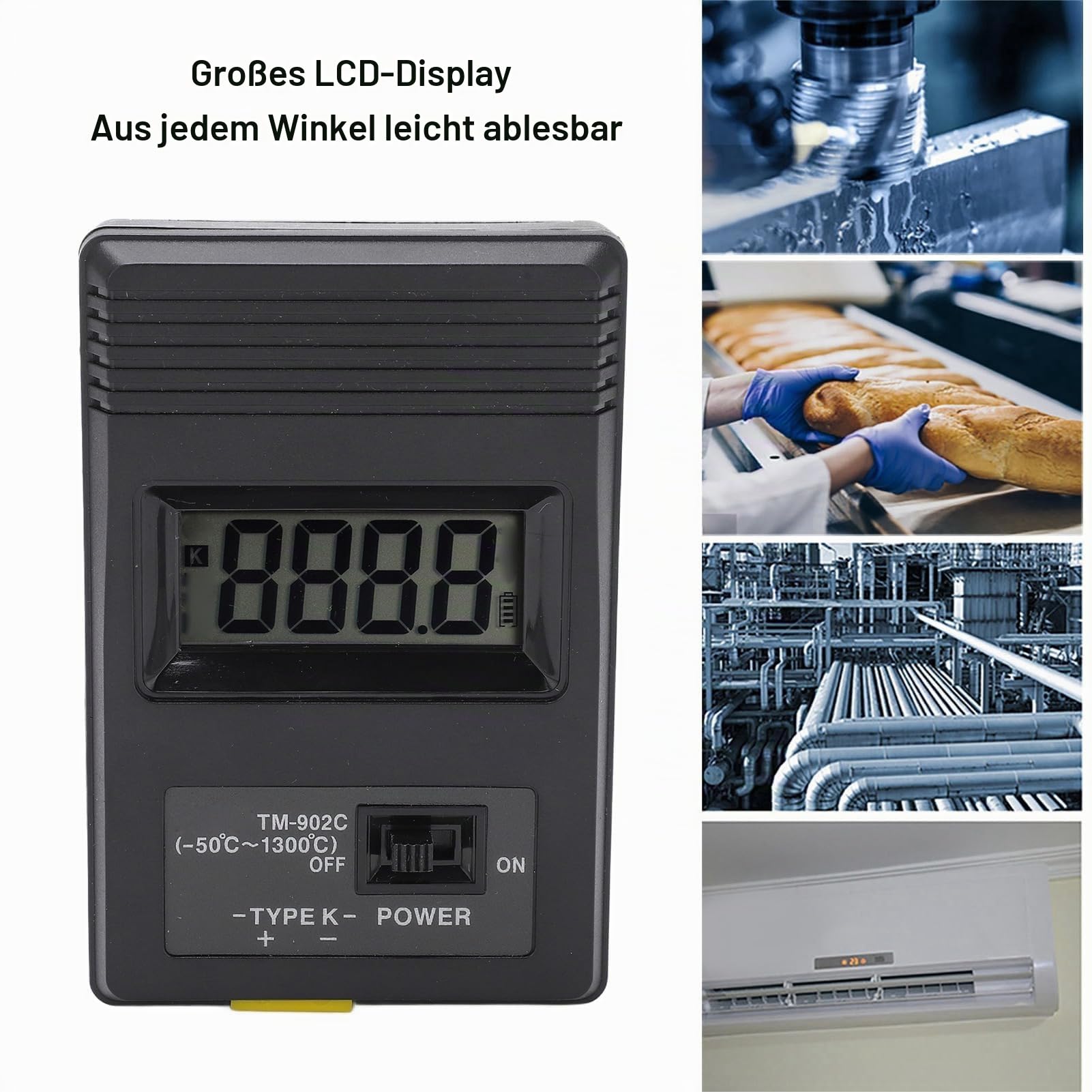 Digitales Thermometer Tm‑902c K-Thermometersensor LCD-Temperaturdetektor mit Thermoelement ‑50‑500℃ für Flüssige und Halbfeste Messungen