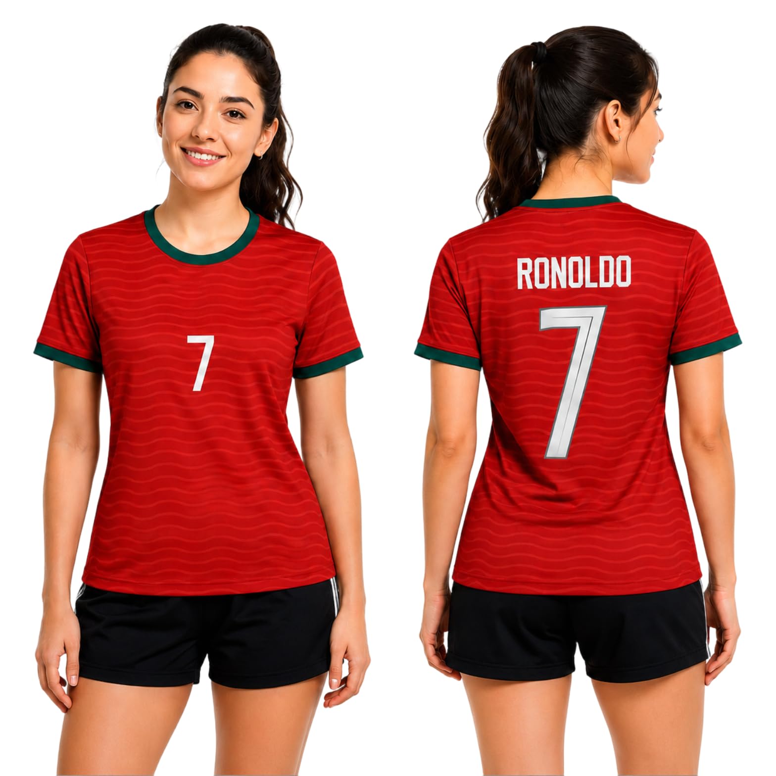 Portugal Ronoldo 7 Home Soccer Jersey Tee for Boys & Girls L5 | Classic crew neck design for everyday comfort.-picture-17
