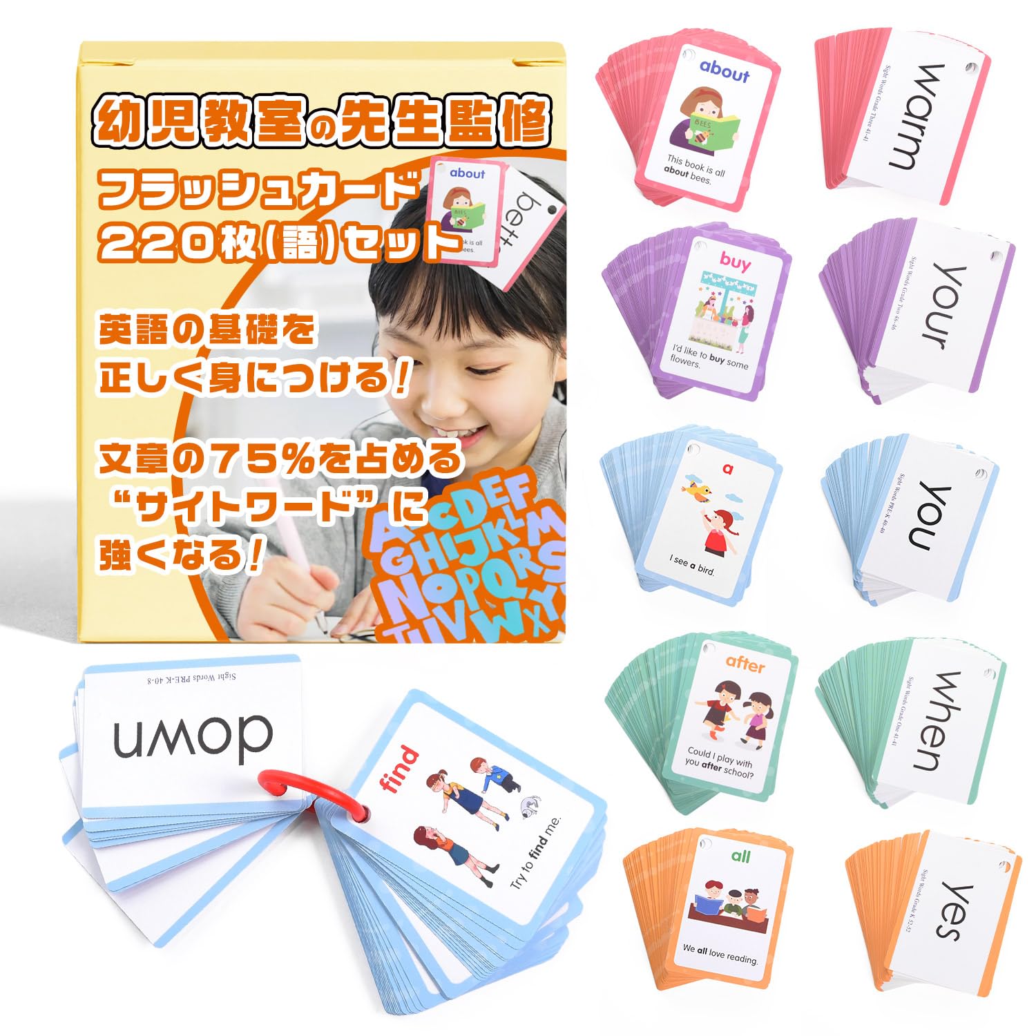 Amazon.co.jp: フラッシュカード サイトワード 220枚(語)【幼児教室の