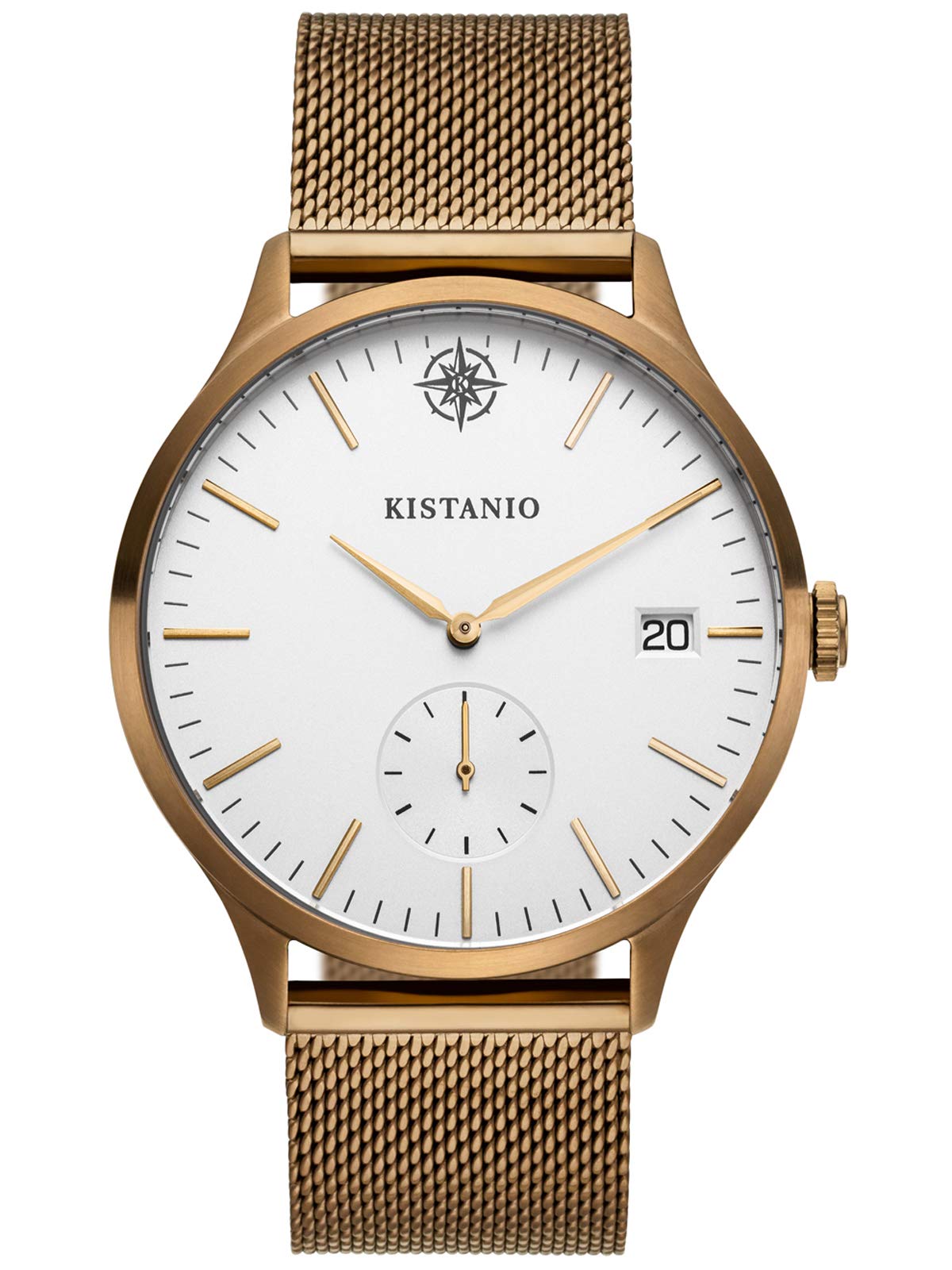 Stratolis STR-40-124 - Orologio da uomo con cinturino in maglia milanese, analogico, vetro zaffiro, colore: cachi, argento