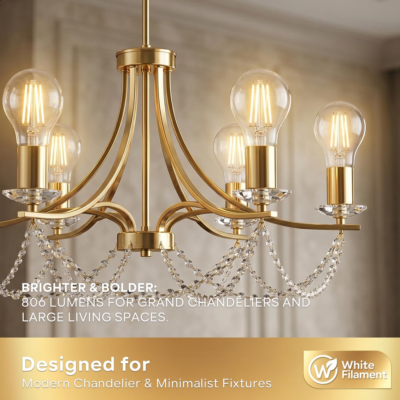 LVWIT Lampadine Filamento LED Attacco E27,Filamento Bianco, 7W Equivalenti a 60W, 806LM, Luce Bianca Calda 2700K, Forma a Pera A60 Stile Vintage, Non Dimmerabile, Alto CRI≥80, Confezione da 6