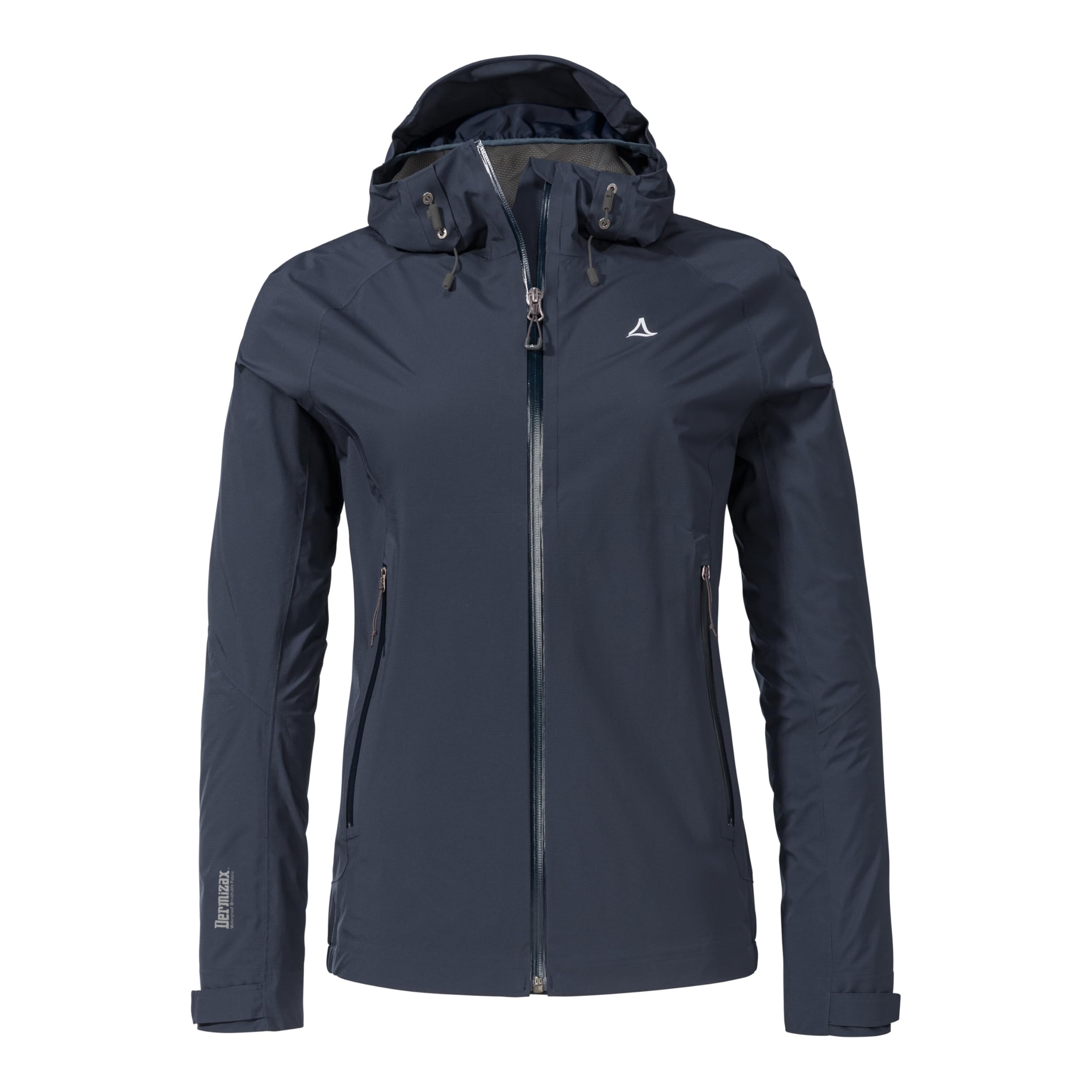 Schöffel Damen 2.5L Jacket Vistdal L, nachhaltige Regenjacke aus pflanzenbasiertem ecodear Bio-Nylon, wasserdichte Outdoor Jacke, winddicht & atmungsaktiv dank Dermizax Membran, navy blazer, 34