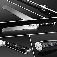 Vista 3 de SHAN ZU - Cuchillo para pan de 10" - Cuchillo profesional de rebanar masa madre, hoja serrada de acero inoxidable alemán 1.4116, mango ergonómico