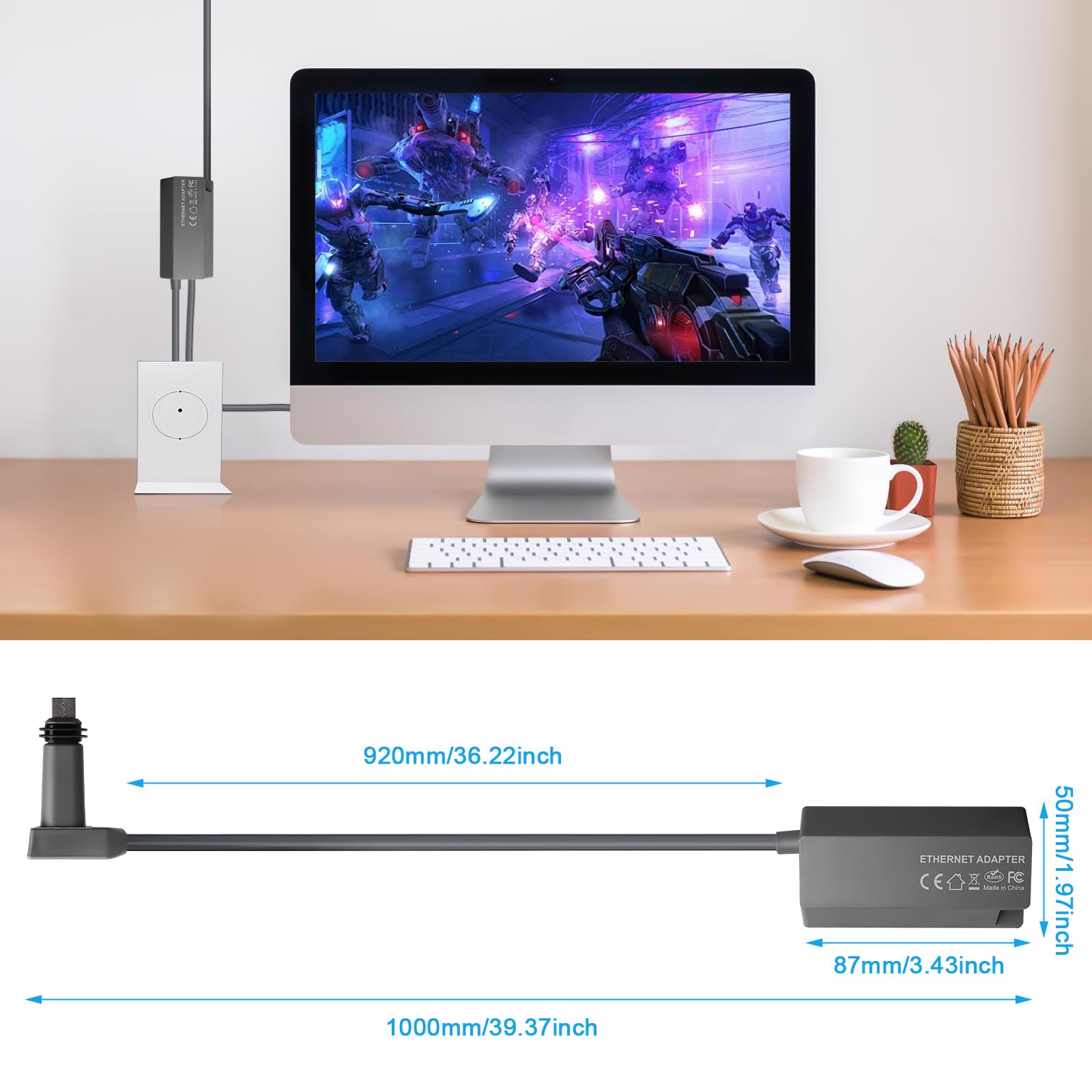 Starlink - Adattatore Ethernet V2 per ciotola rettangolare, Internet satellitare RJ45, adattatore Gigabit per Starlink Actated Gen 2, connessione di rete stabile