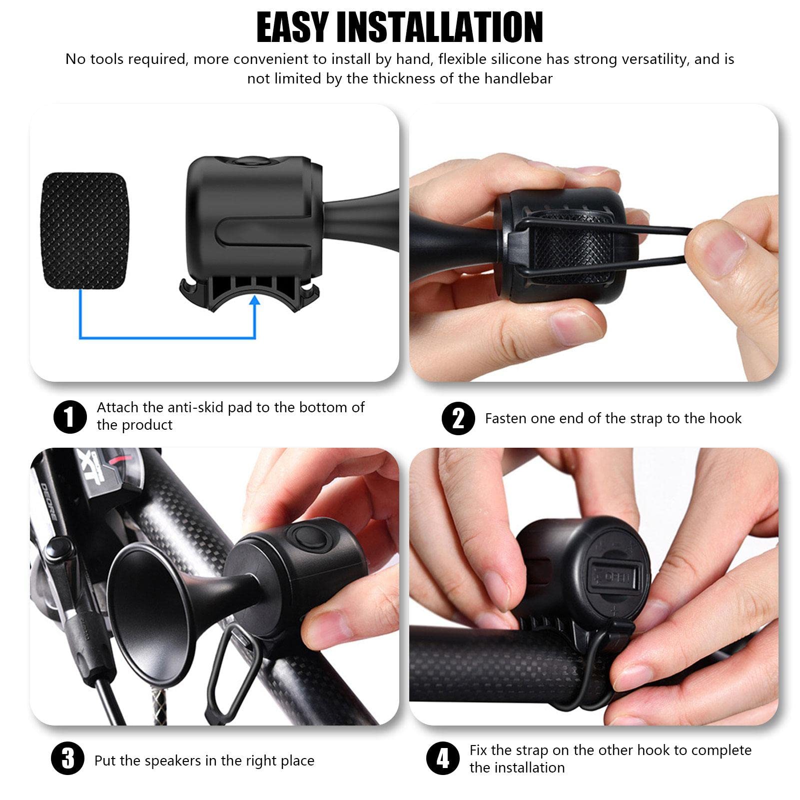 10 Accessoires pour vélo, Sonnette vélo électronique 120dB, Sonnette vélo électronique étanche IPX4, vélo électrique pour Adultes et Enfants, Cadeau Noël