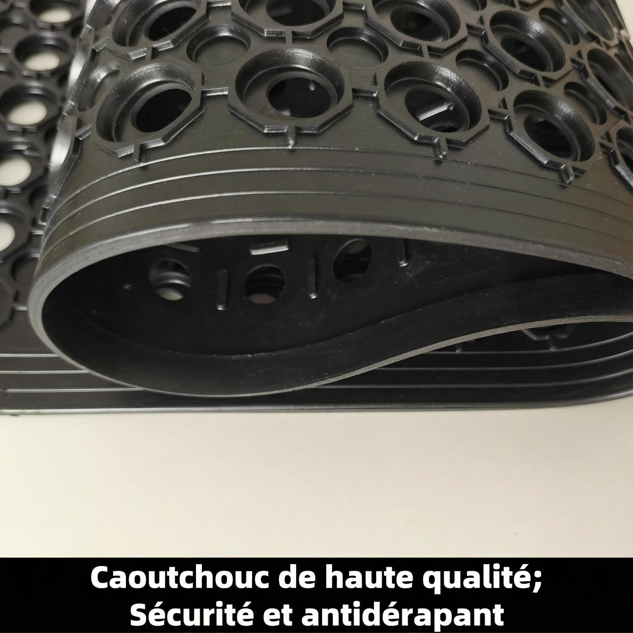 Strapazierfähige Gummimatte mit rundem Loch-Design, rutschfeste, wasserdichte Matte für den Innen- und Außenbereich, ideal für Küche, Werkstatt, Terrasse und Eingangsbereich, Schwarz, 50 x 80