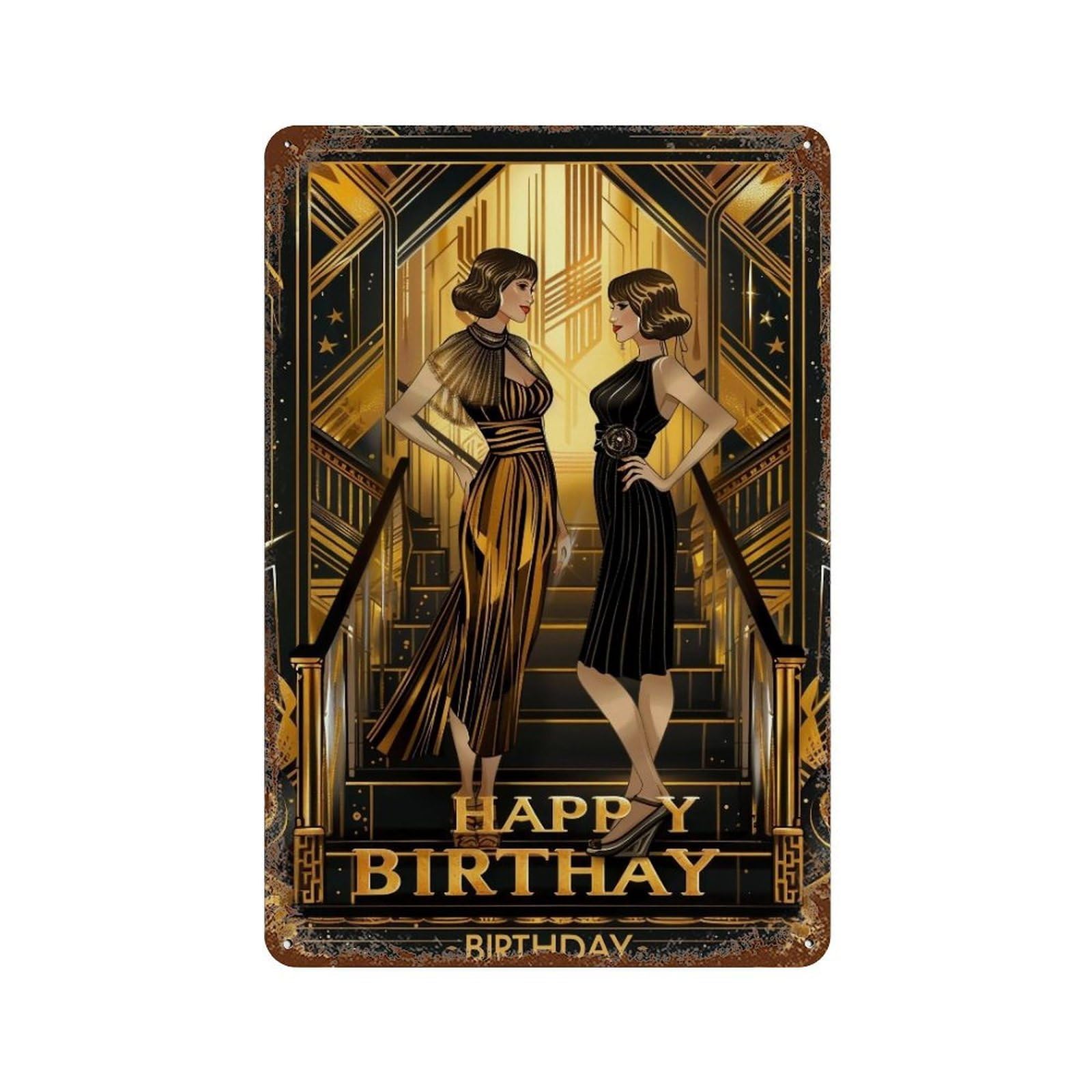 FHUYEURHRY 1920s Flapper Birthday 01 Wall Decor Retro Iron Vintage Art Metal Tin Sign Poster Modern Home Cofffee Club Art Bar Shop Decorations Style 30x20cm