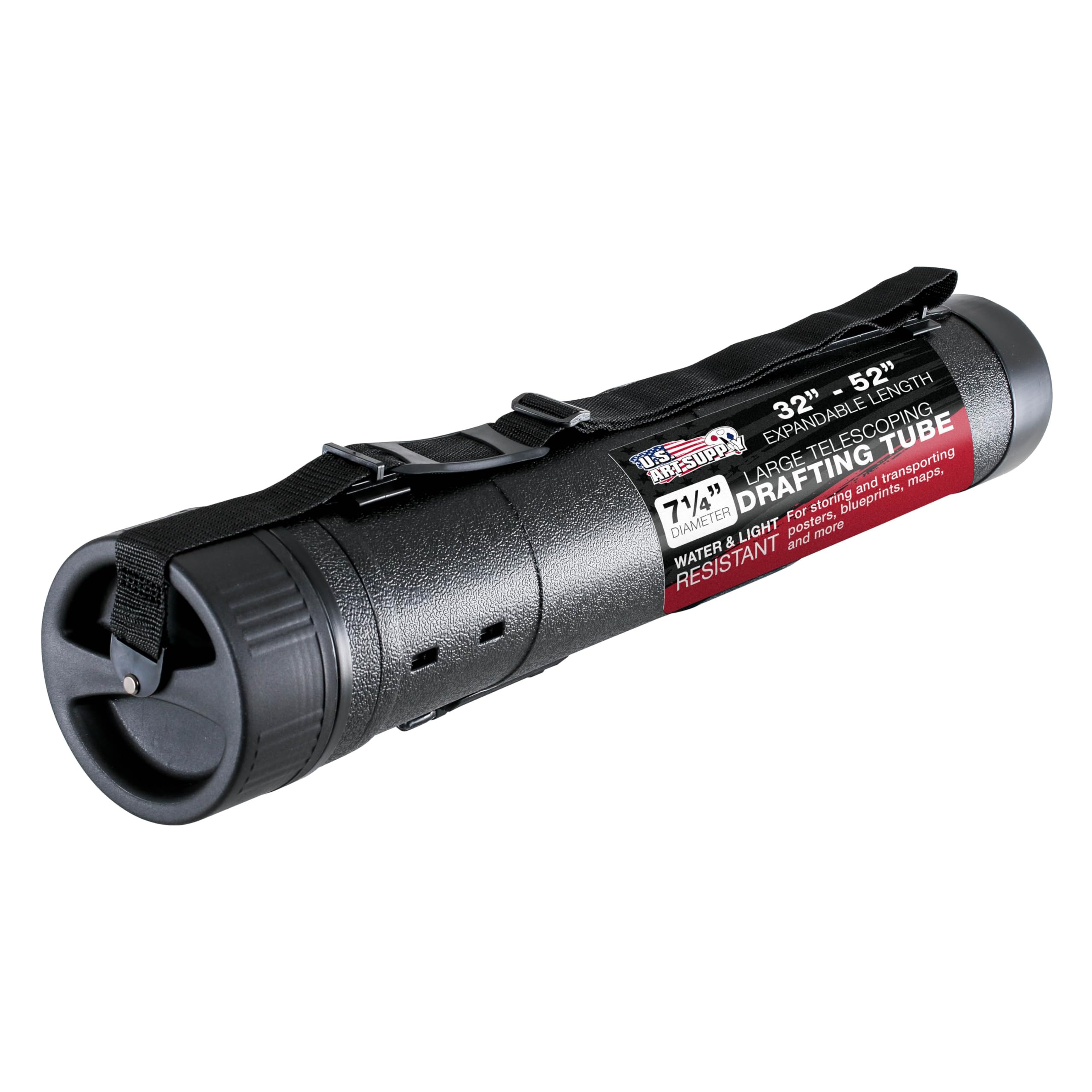 U.S. Art Supply X-Large Poster Tube - Telescoping Adjustable 32" to 52" - Durable 7-1/4" Diameter Storage Tube - Art Poster Carrier Holder & Blueprint Storage Drafting Tube Travel & Protection