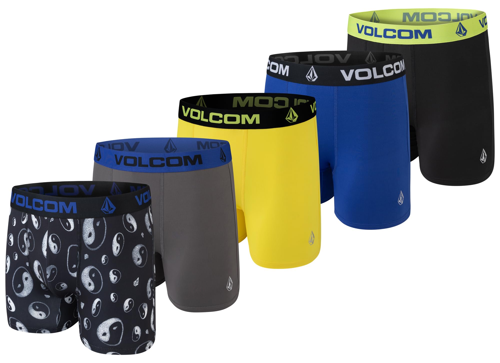 Volcom Mens Boxer Briefs 5 Pack Poly Spandex Performance Boxer Briefs Underwear