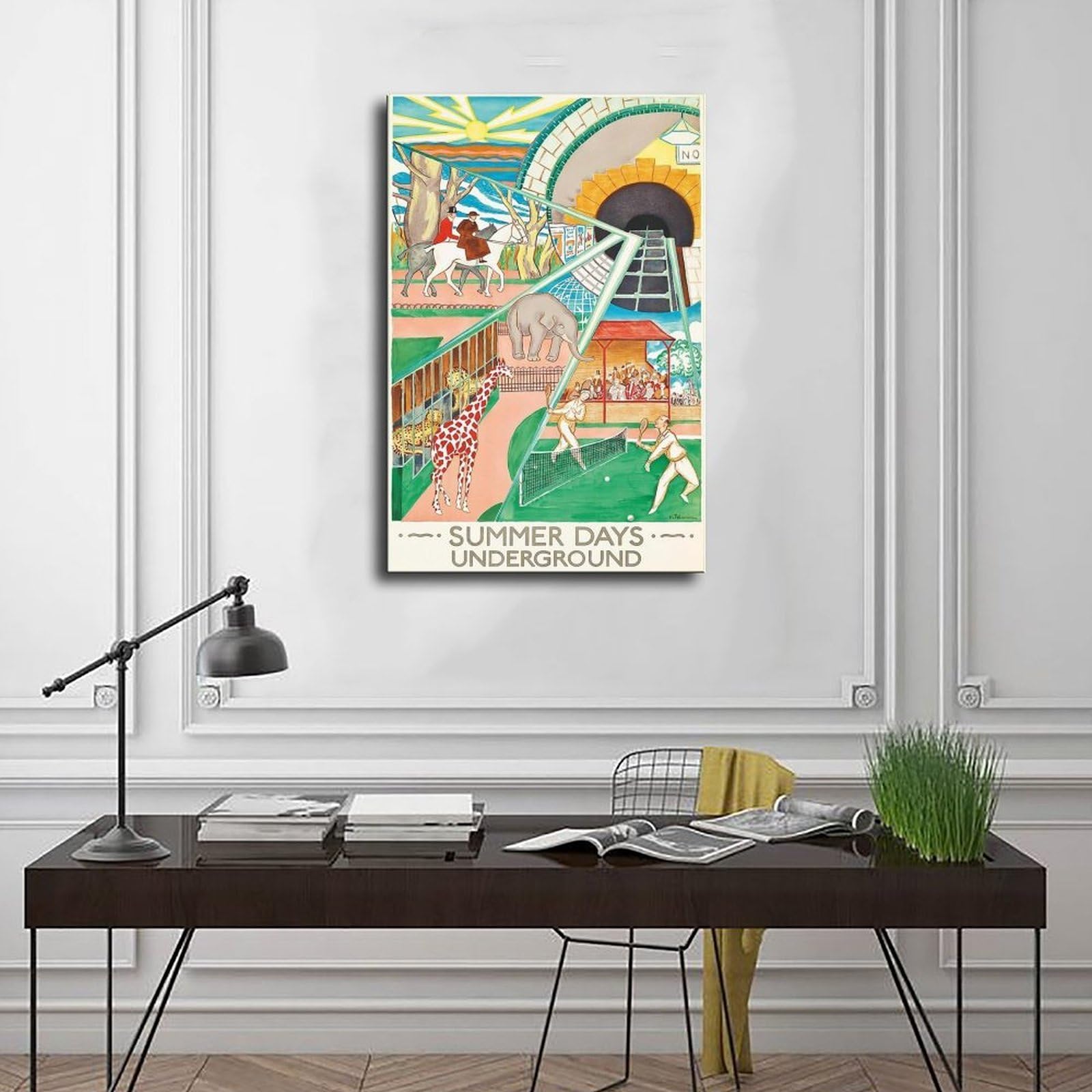 QOTOPGPG Poster su tela con stampa di Londra Underground Summer Days Travel Decor per camera da letto, ufficio, camera da letto, regalo, 60 x 90 cm