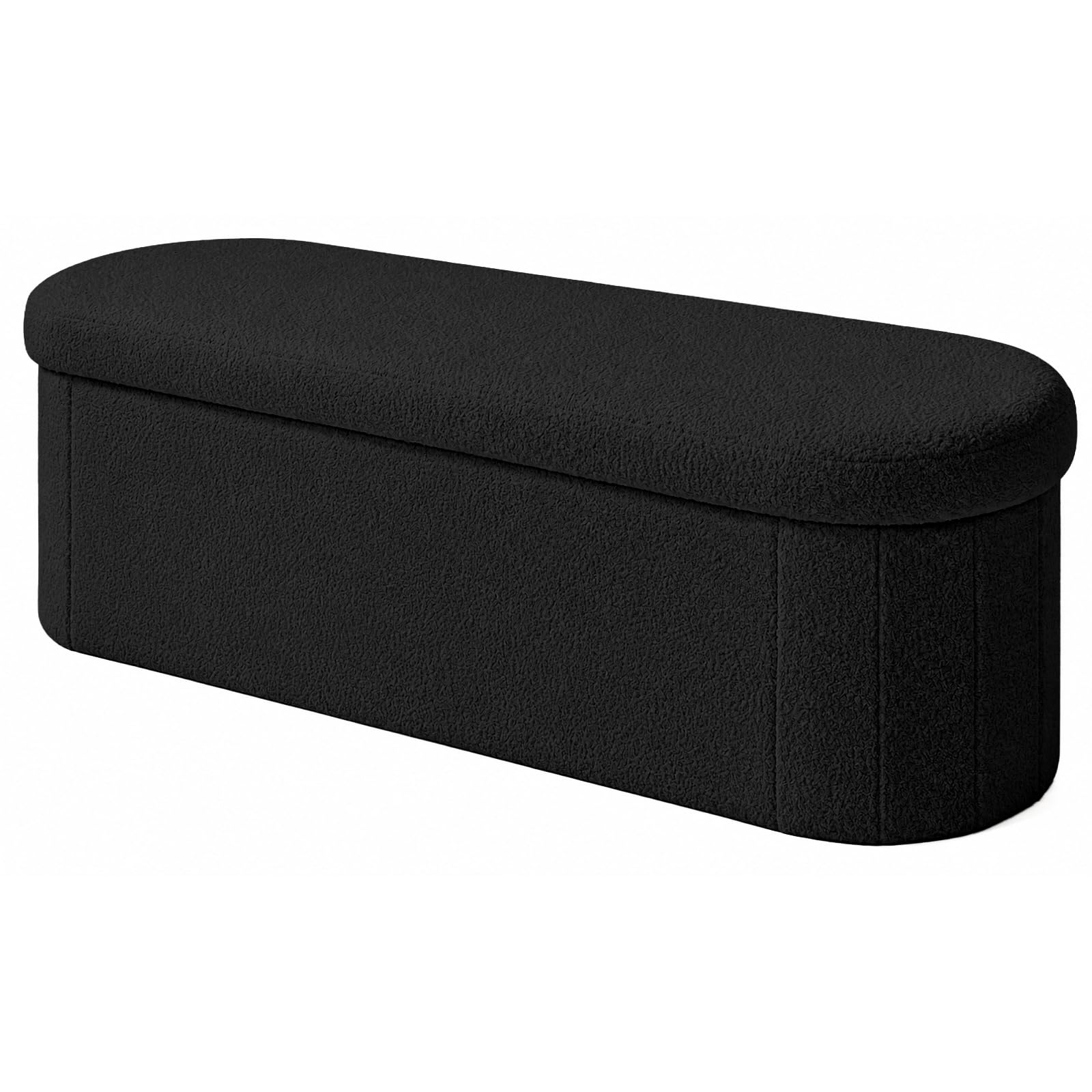 CROWNSHOP Ottoman Storage Bench Footrest Stool Seat Toy Chest Storage Box Folding with Lid Long Shoes Bench Footstool Suitable for Living Room Black 110 * 38 * 38 CM