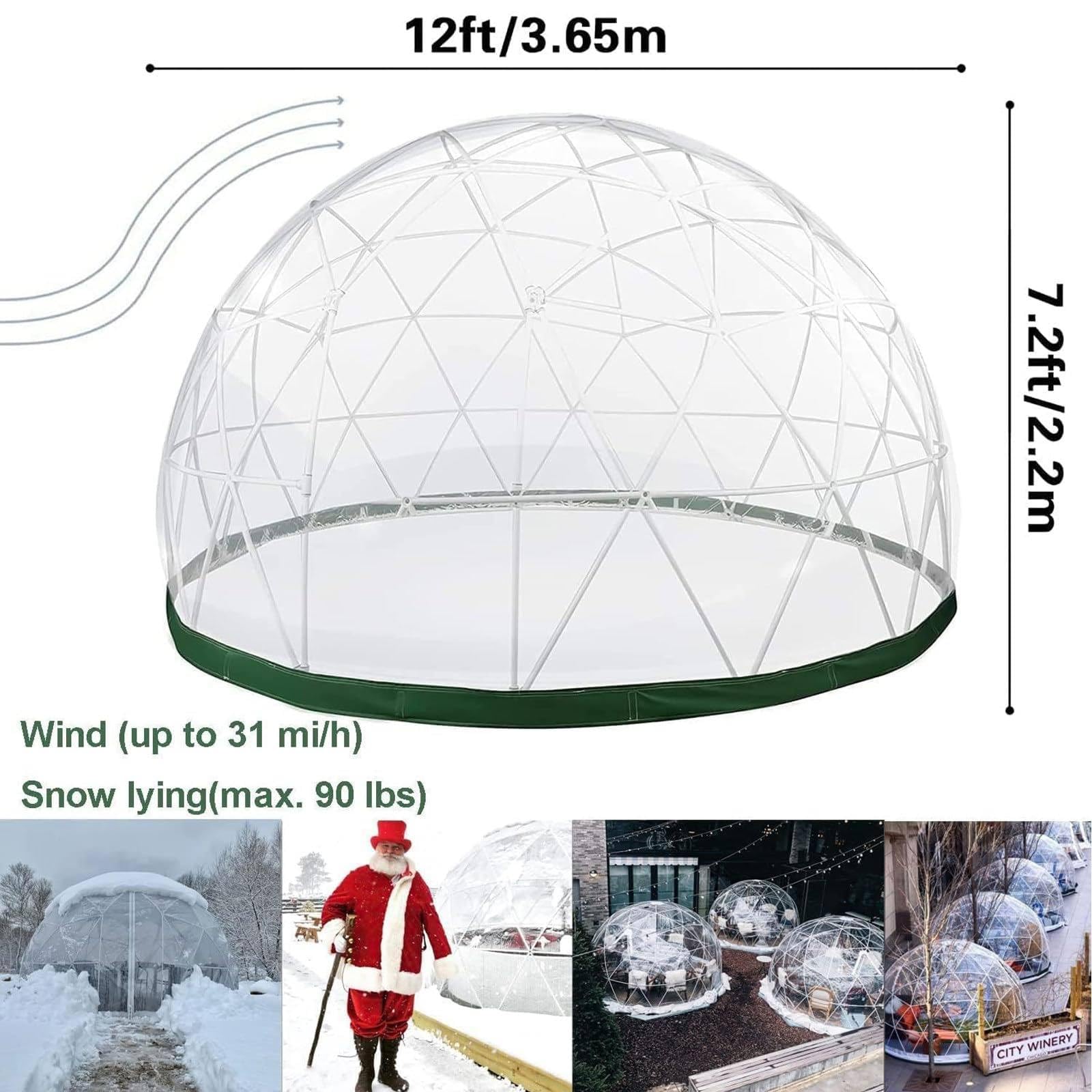 Namiot Bubble 3,6 M/12 Stóp, Namiot Kopułowy Geodezyjny Dla 6-8 Osób, Igloo Ogrodowe Z Przezroczystym Oknem, Przezroczysty Namiot Kopułowy Na Podwórko, Kemping, Imprezę