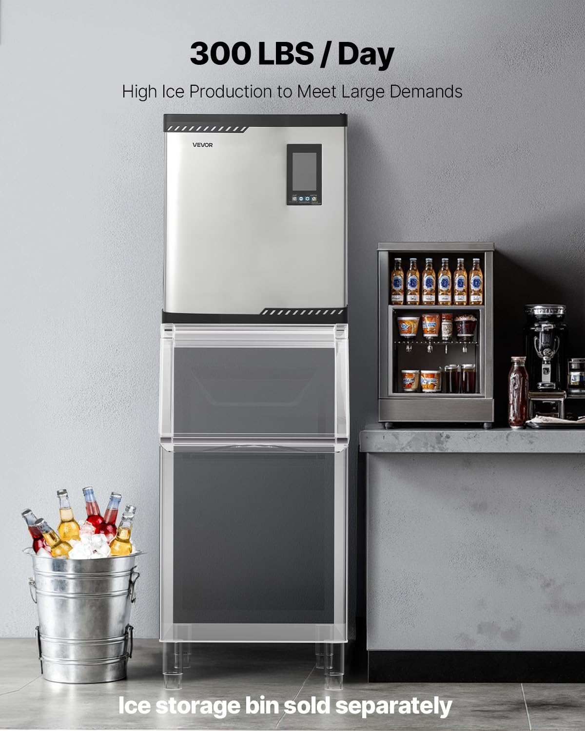 VEVOR kommerzielle Eismaschine – Kopf, 136 kg/Tag Edelstahl-Eismaschine mit intelligentem Bedienfeld, Selbstreinigung, einstellbarer Dicke, ideal für Restaurant, Bar, Café, Hotel – Nur Kopf