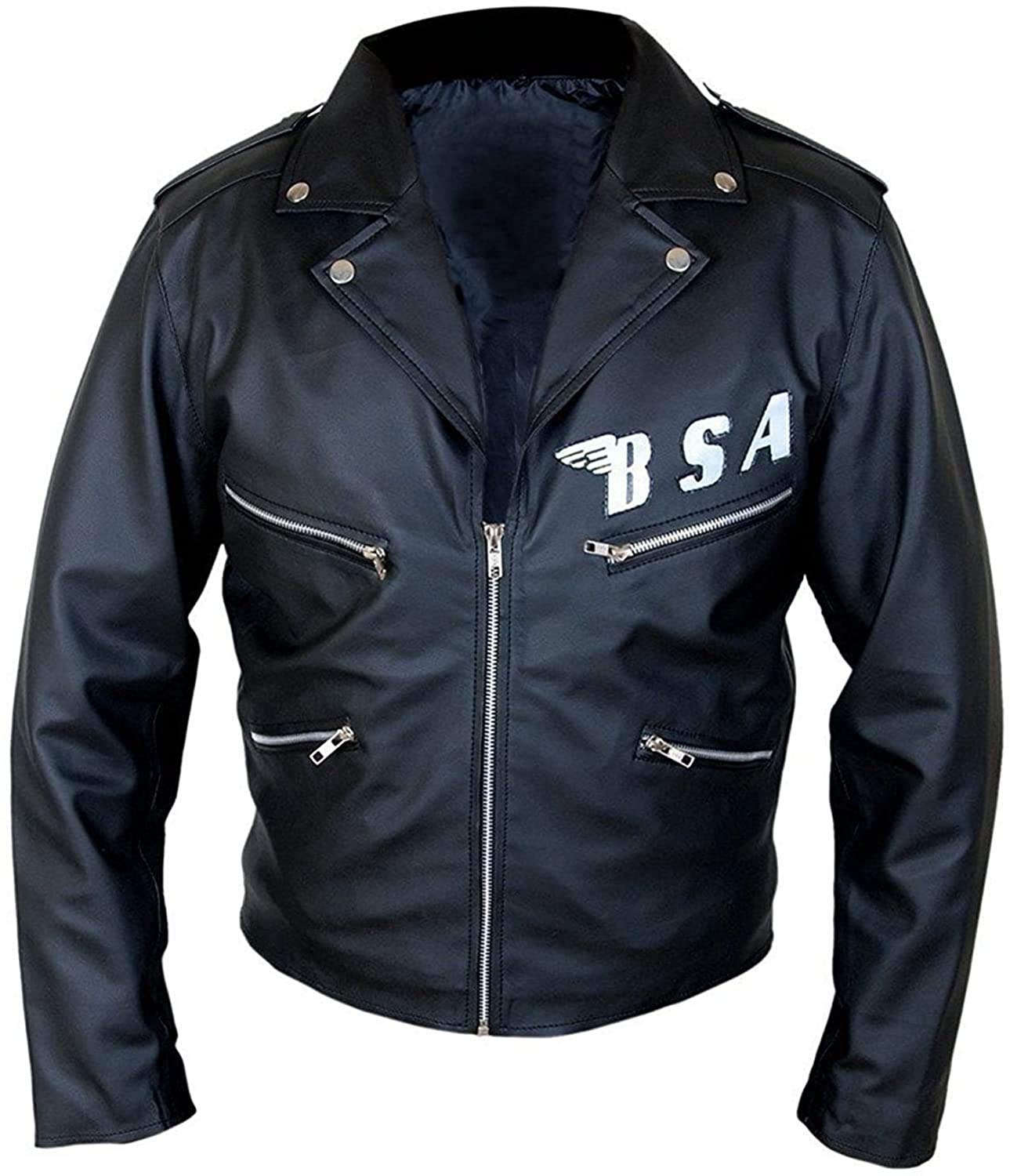 BSA Faith Rockers George Michael Revenge - Chaqueta de piel auténtica para hombre, color negro