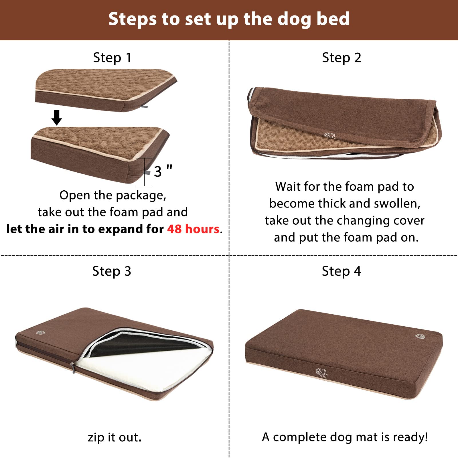 EMPSIGN Lit pour Chien réversible (Chaud et Froid), 76x50x7,5cm Coussin pour Chien avec Couche imperméable, Tapis Lavable pour Chiens de Taille Moyenne jusqu'à 20 kg