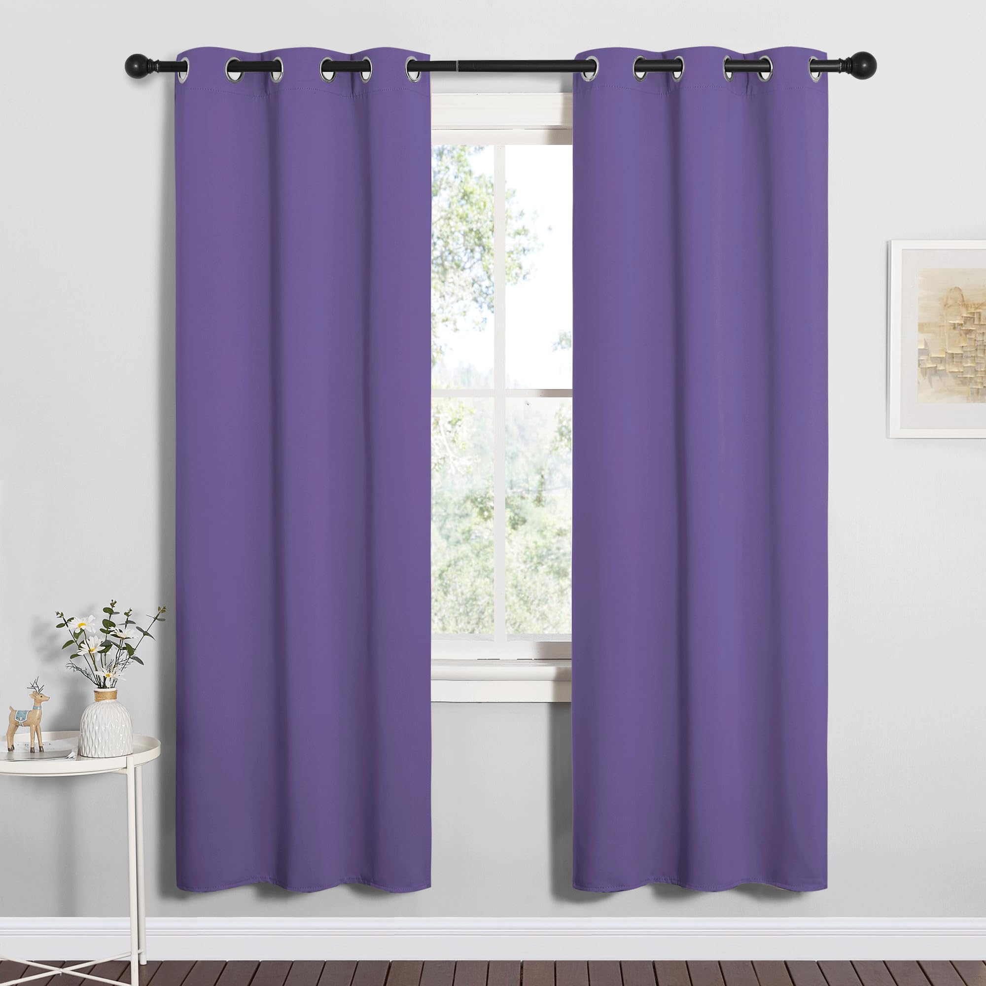 NICETOWN Bedroom Curtain Panels Blackout Draperies, Thermal Insulated Solid Grommet Blackout Curtains/Drapes (Lilac Purple, 1 Pair, 34 by 72-inch)