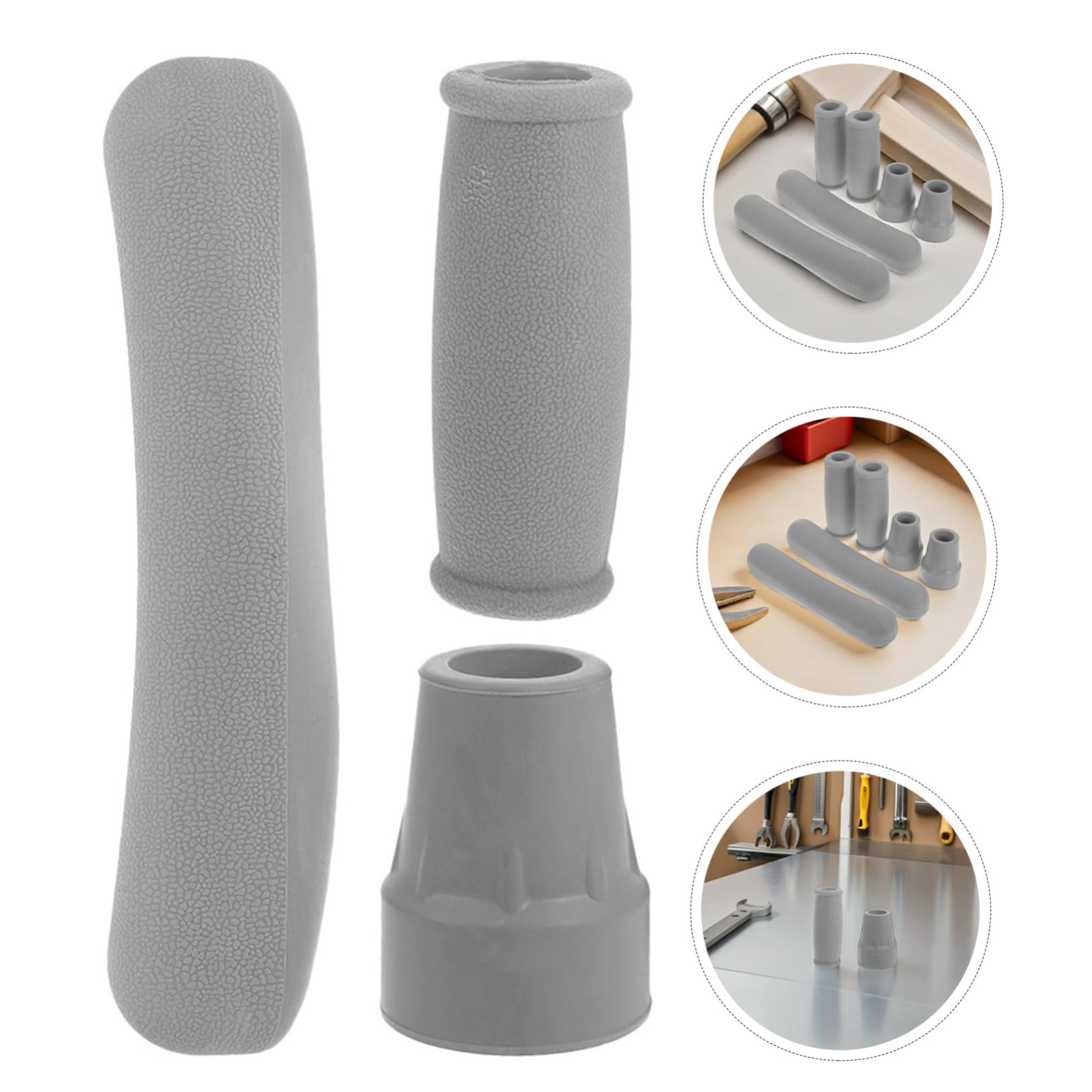 4 Set Kit per Stampelle con Cuscinetti Sottoascellari Regolabili Impugnature Ergonomiche Antiscivolo e Puntali in Gomma per Bastoni da Passeggio Supporto Confortevole e Stabilità