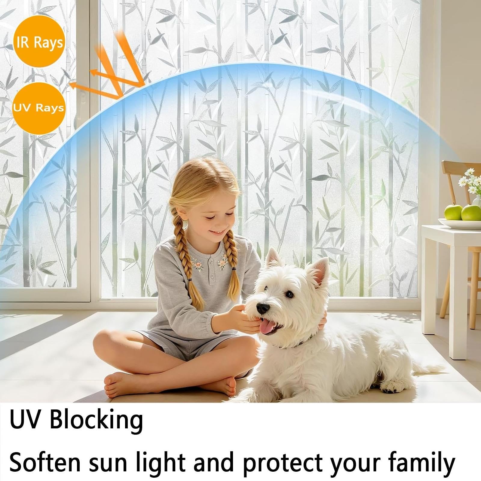 Pellicola Vetri Finestre Privacy Autoadesive Anti-UV Opaca Pellicole Privacy Finestra Senza Colla Riutilizzabile Per Ufficio Bagno Camera Da Letto Sala Di Riunione(D,80x300cm)