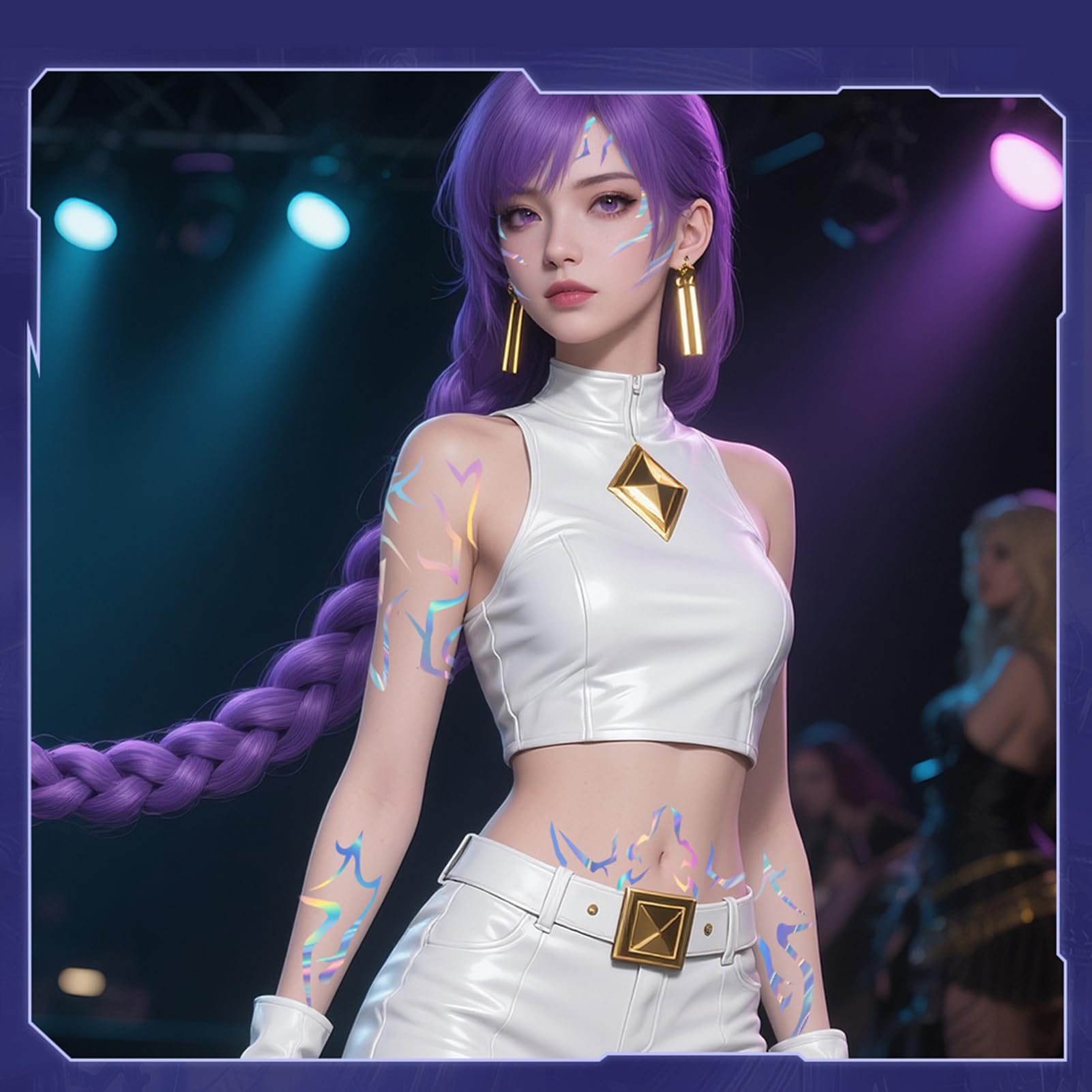 Walmeck Naklejki do Makijażu KPop, Naklejki na Imprezy Festiwalowe, Odporne na Pot Tymczasowe Tatuaże na Cosplay, Wydarzenia Muzyczne i do Codziennego Użytku, Te (LBTLaser Naklejka na twarz)