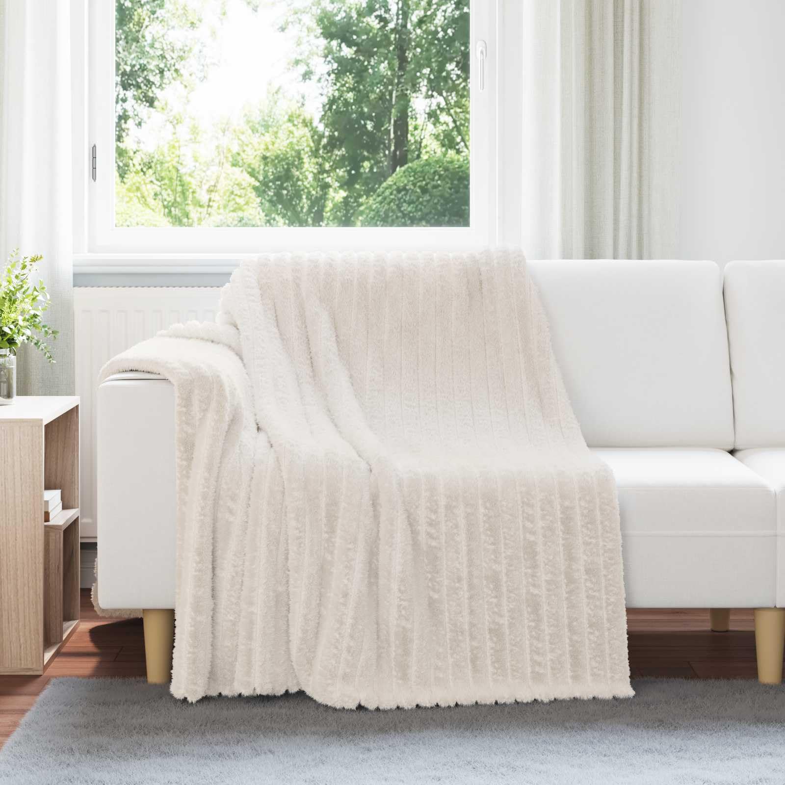Générique Coperte in pile, 6 pezzi, color crema, 200 x 150 cm | Leggero 260 g, lavabile in lavatrice, uso interno, ideale divano letto