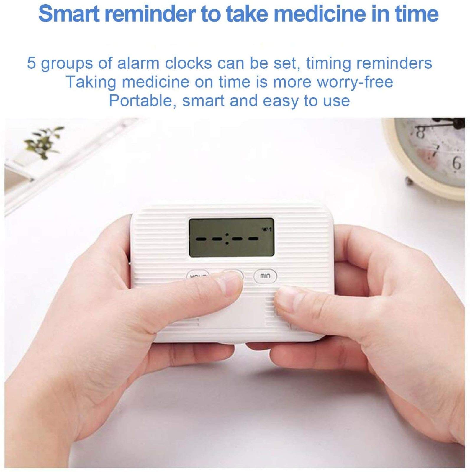 RDJSHOP 2 Pcs Automatique Pilulier Distributeur, Minuterie Électronique pour Boîte À Pilules avec 5 Alarme de Rappel de Minuterie, pour Les Patients Atteints de La Maladie de Parkinson,Grey