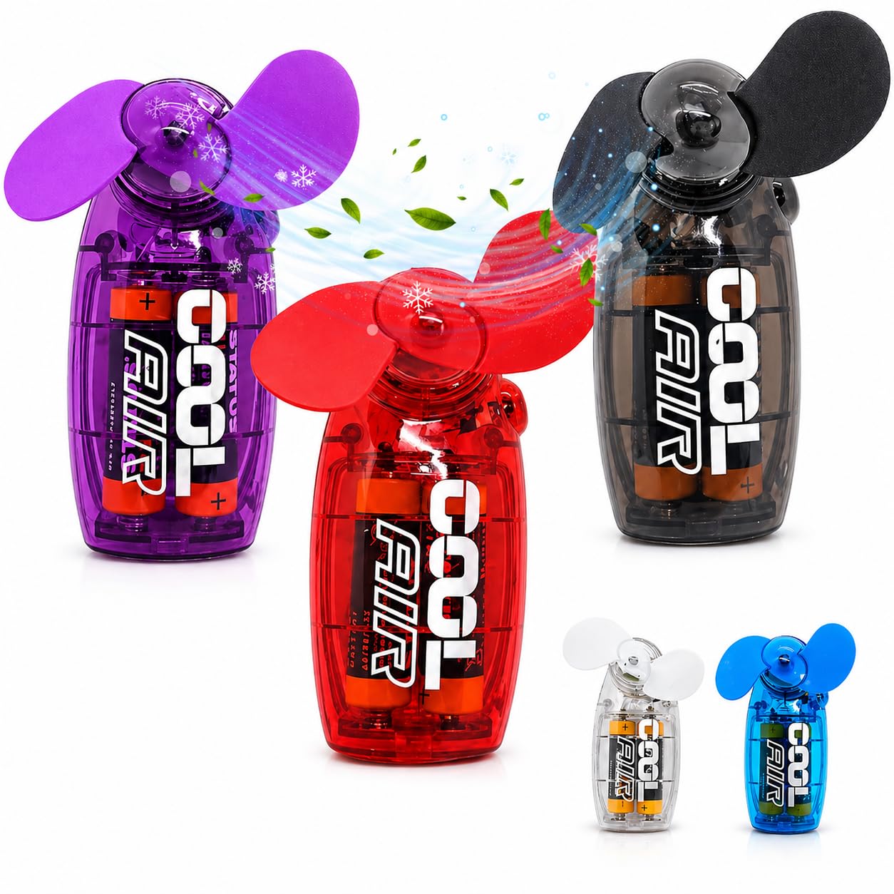 Mini Portable Hand Held Fans Pack of 3, Battery Operated Pocket Fans, Cool Air Travel Fan For Men Women Kids Gift, Batteries Included