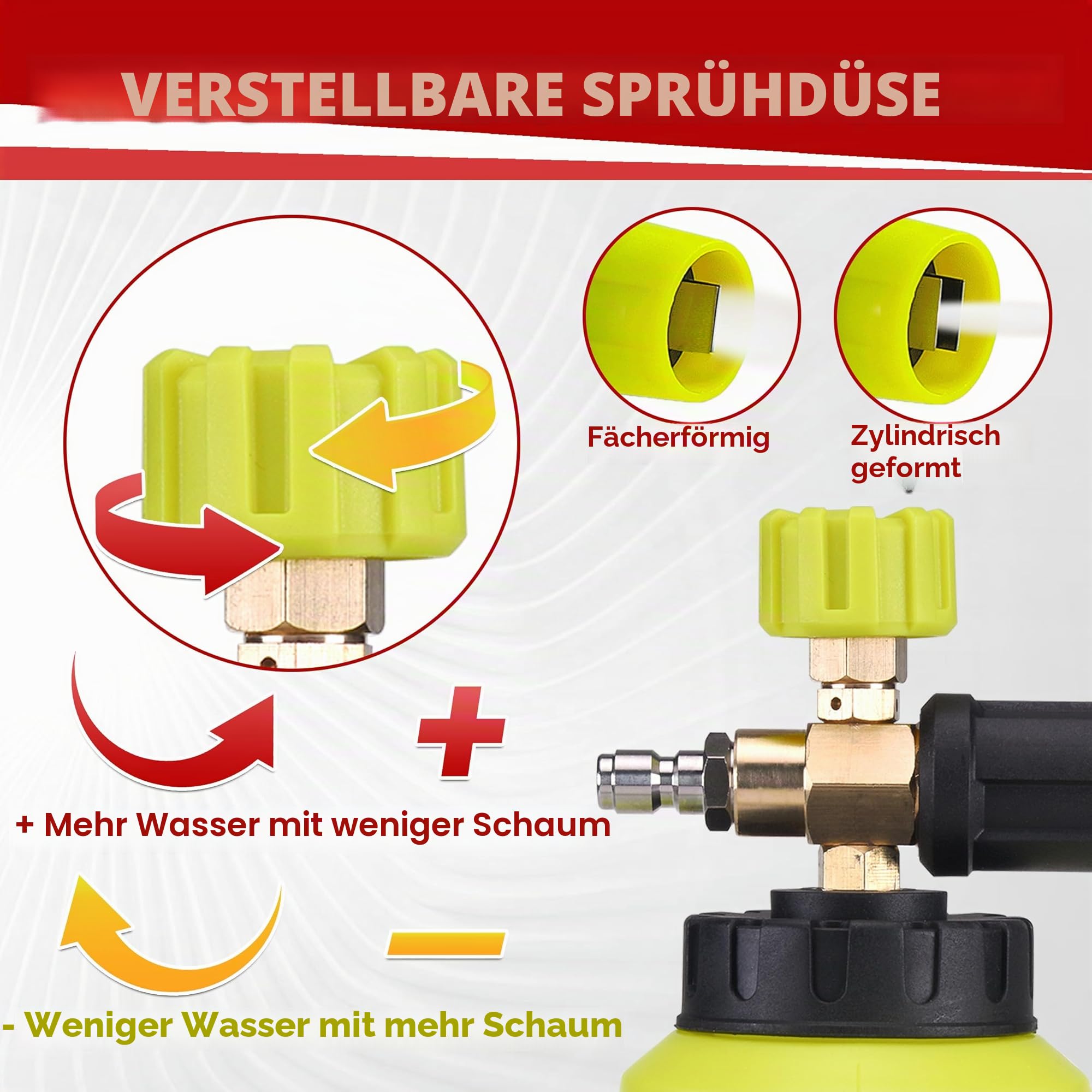 M MINGLE Hochdruckreiniger Pistole mit Schaumlanze, Kompatibel mit Karcher K2-K7 Schläuchen, 4000 PSI (276 bar) Hochdruck-Kanonen-Schaumblaster mit 1⁄4" Schnellkupplung und 5 Düsen