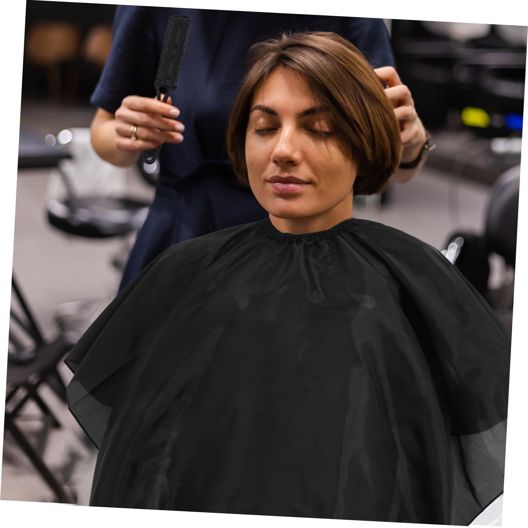 SHERCHPRY Tijeras para Peluquería Profesional en Acero Inoxidable Negro, Set de 1 para Crear Flequillo Natural Enredos, Ideales para Estilistas y Uso en Casa