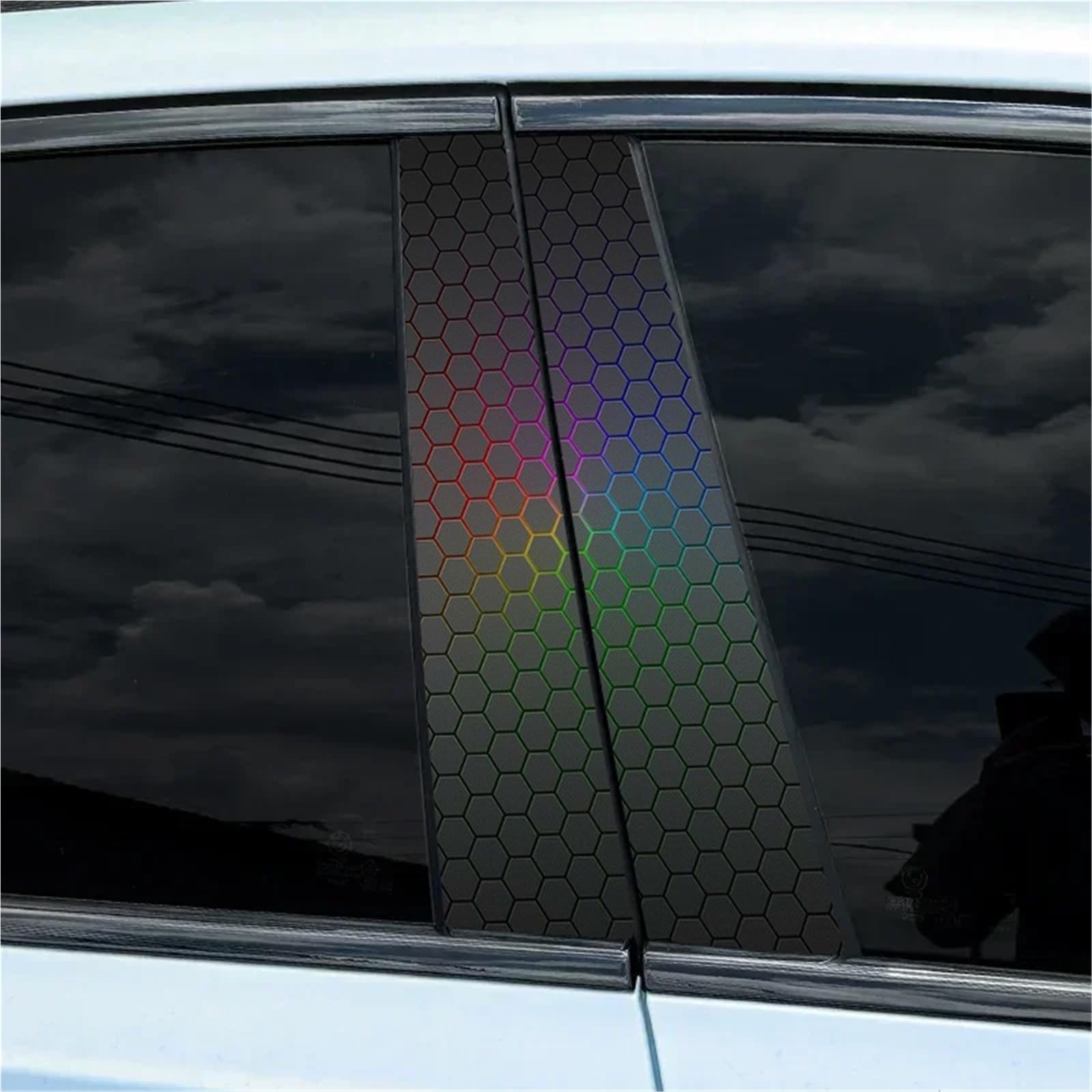 3D Honeycomb Car Decal Car B-Pillar Waterproof Decal Car DIY Car Door Post Decal Covered with Scratch Decal(A-328 style10)