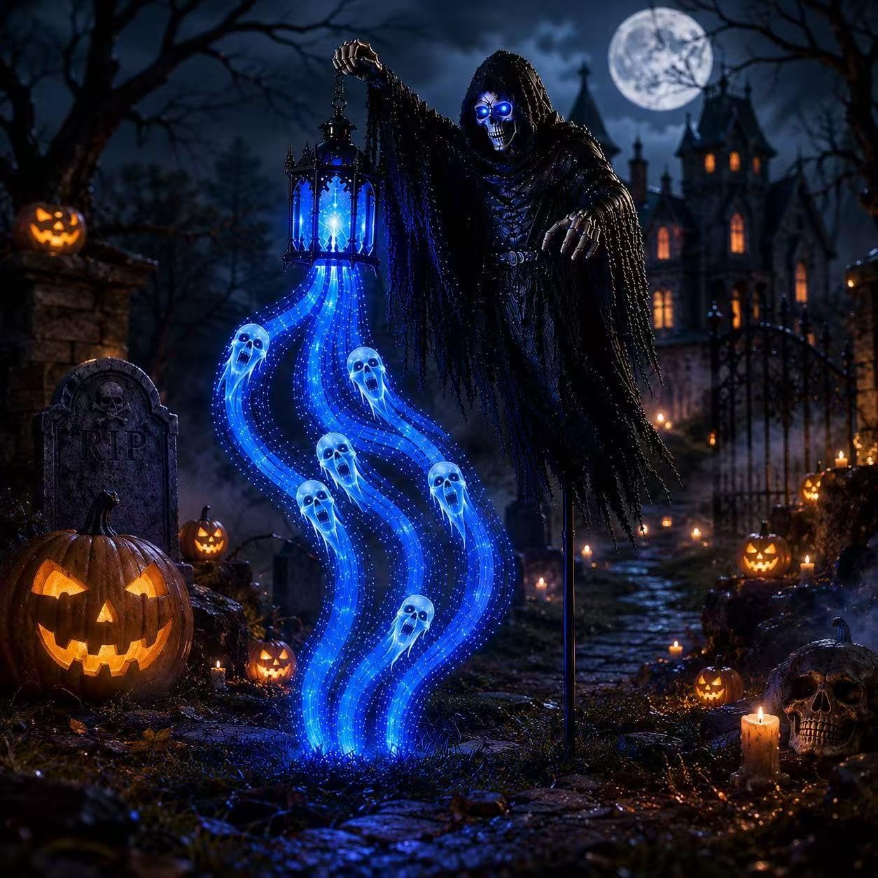 Halloween Soul Harvester Animated Garden Light, Glowing Ghost