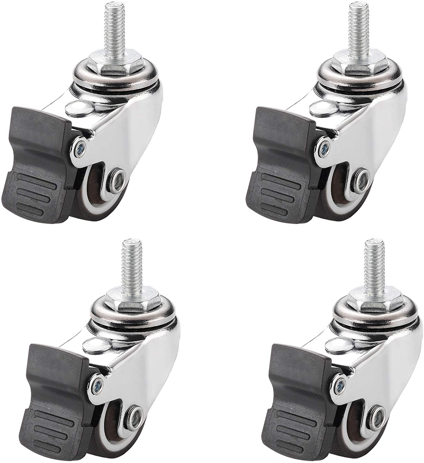 Ruedas de Goma de 1 Pulgada con Ruedas, Ruedas Giratorias Universales con Freno, Fijación de Rosca M6 M8, Rotación de 360 Grados, para Mesa, Silla/Brake/6Mm