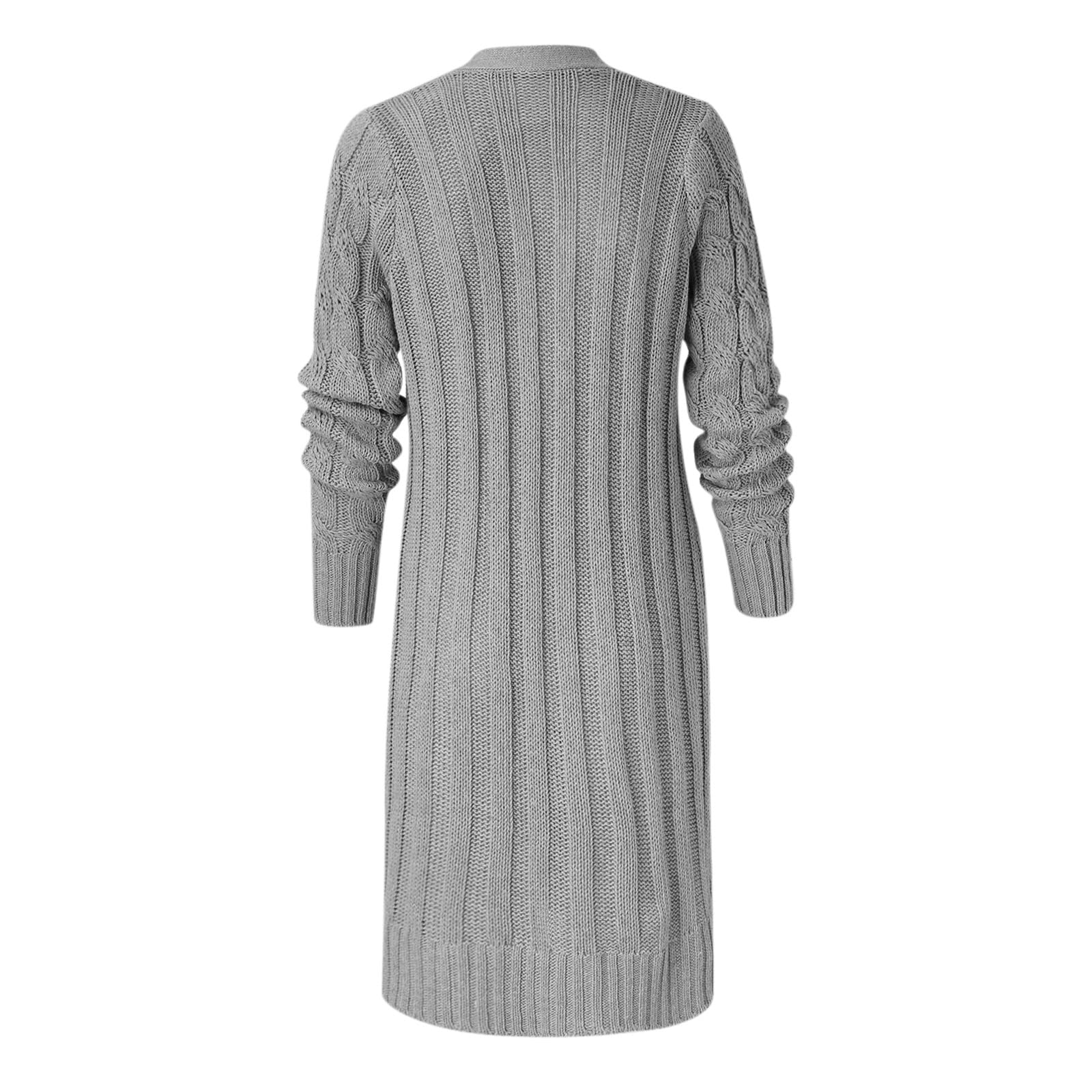 Generisch Cárdigan largo para mujer con botones, abrigo de punto grueso, cálido, con bolsillos, abrigo de punto de manga larga, chaqueta de punto grueso ligero con botones, cárdigan informal para uso