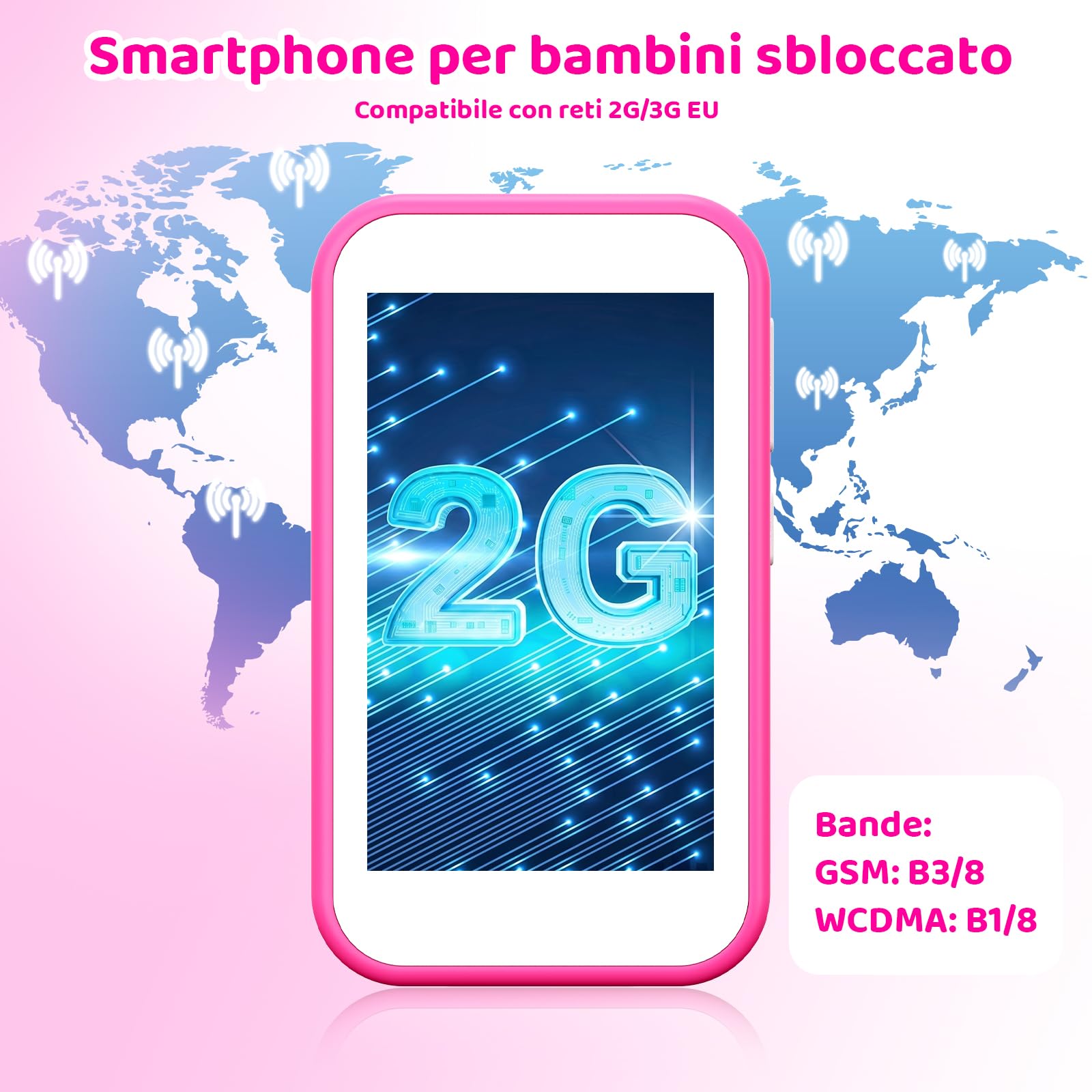 CHAKEYAKE Telefono per Bambini, Mini Smartphone Bambini Senza Contratto, Display HD da 3,5", Fotocamera, Giochi Educativi, Batteria 1000 mAh, USB-C, Regalo di Natale e Compleanno per Bambini 3-12